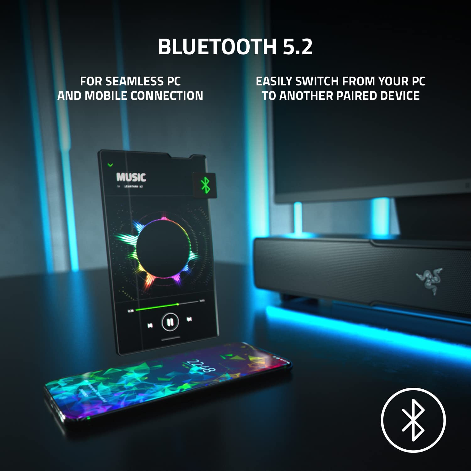 razer-leviathan-v2-soundbar-per-pc-gaming-con-subwoofer-dolby-5-1-e-thx-spatial- image 5