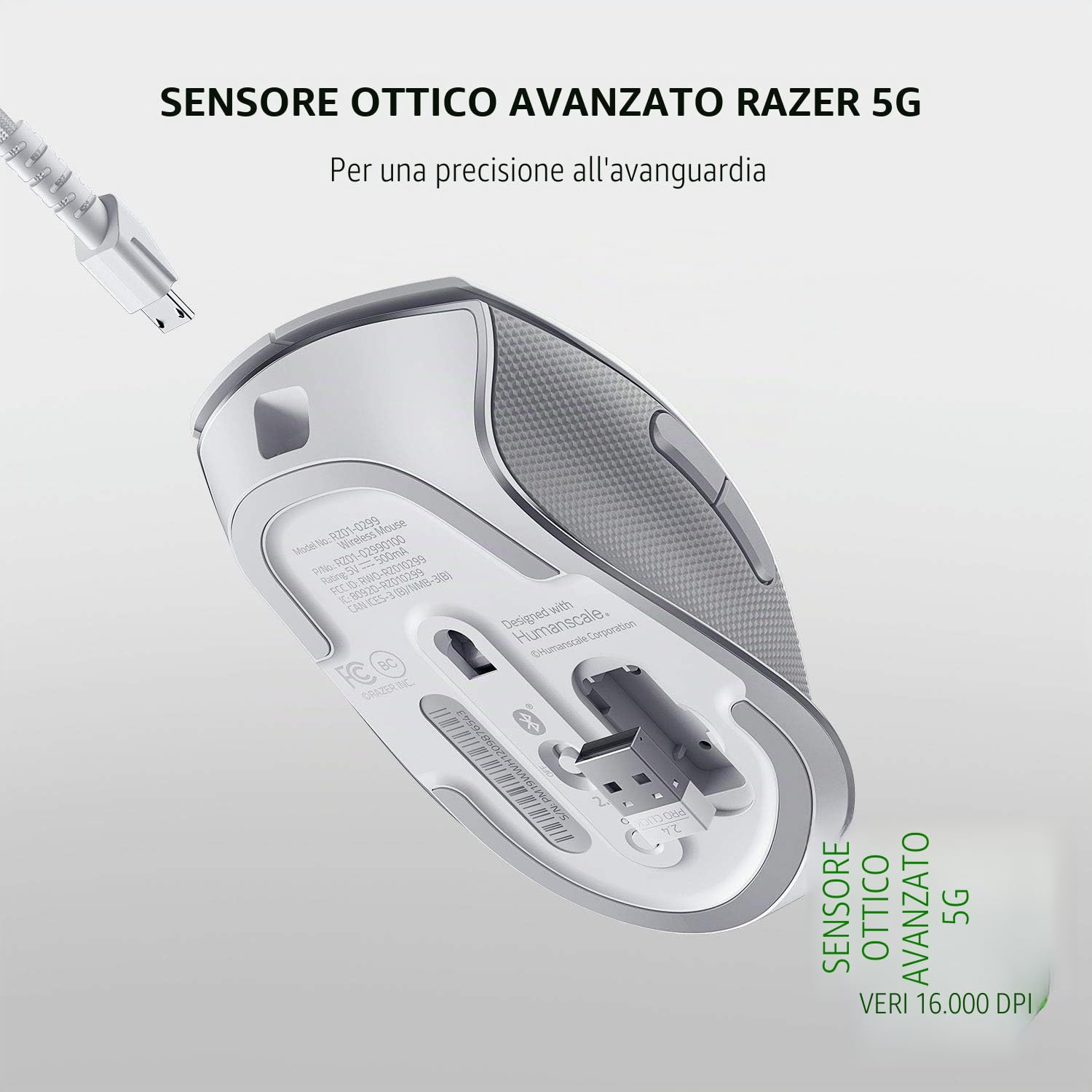 razer-pro-click-mouse-wireless-professionale-ergonomico-con-sensore-5g-16-000-dp image 3