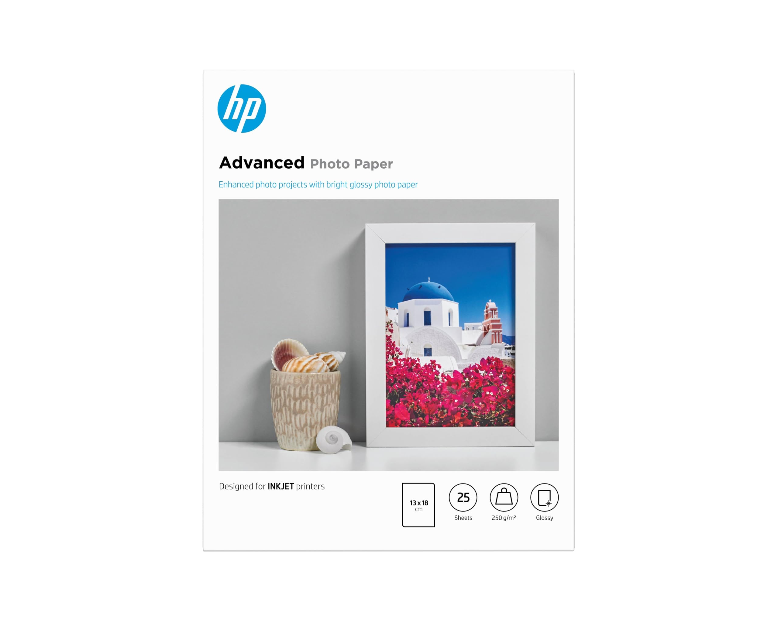hp-advanced-q8696a-carta-fotografica-lucida-13x18-cm-250-g-m-25-fogli-asciugatur image 1