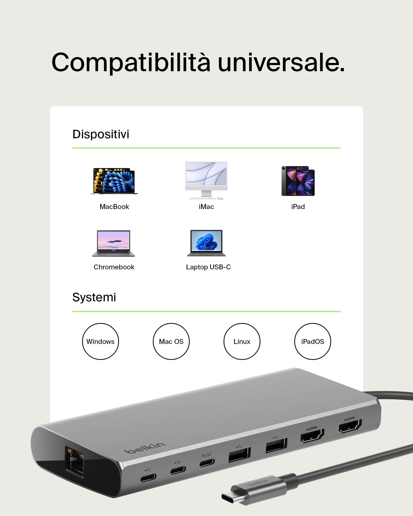 belkin-connect-hub-universale-8-in-1-usb-c-per-2-display-con-silicon-motion-100w image 7