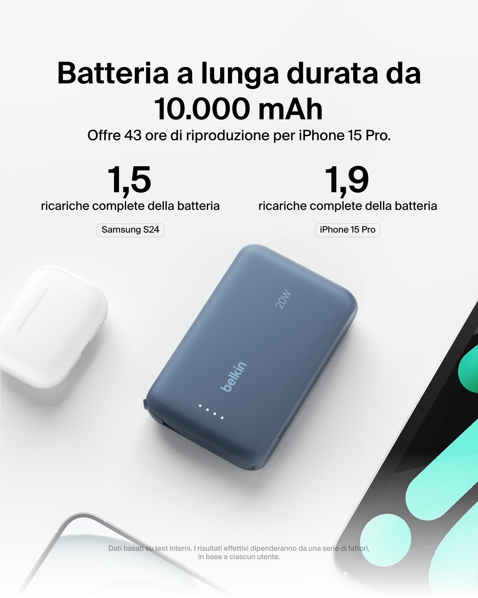belkin-boostcharge-power-bank-10-000-mah-con-cavo-usb-c-integrato-20-w-pd-ricari image 5