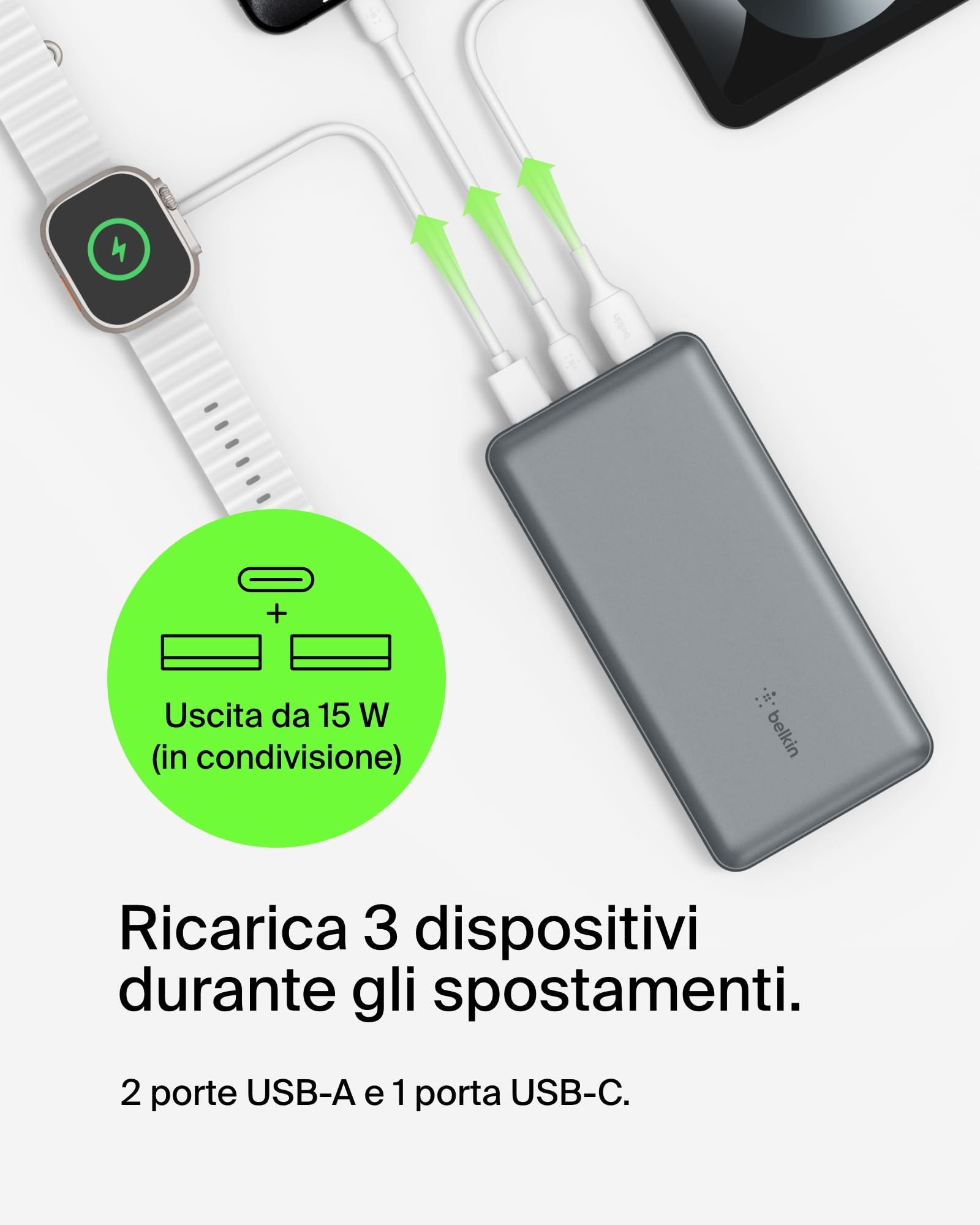 belkin-boostcharge-power-bank-usb-c-20000mah-batteria-portatile-con-3-porte-usb- image 2