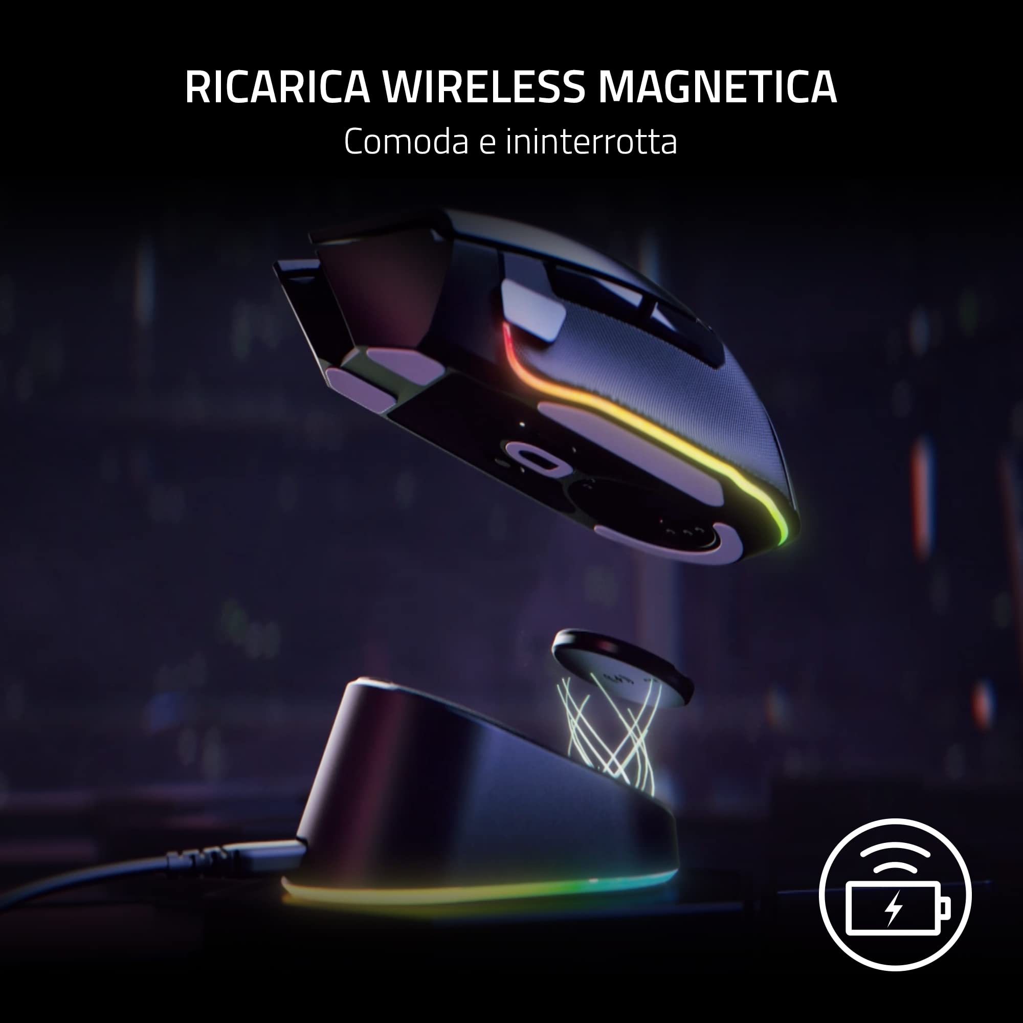 razer-mouse-dock-pro-charging-puck-dock-di-ricarica-wireless-magnetico-con-ricev image 2