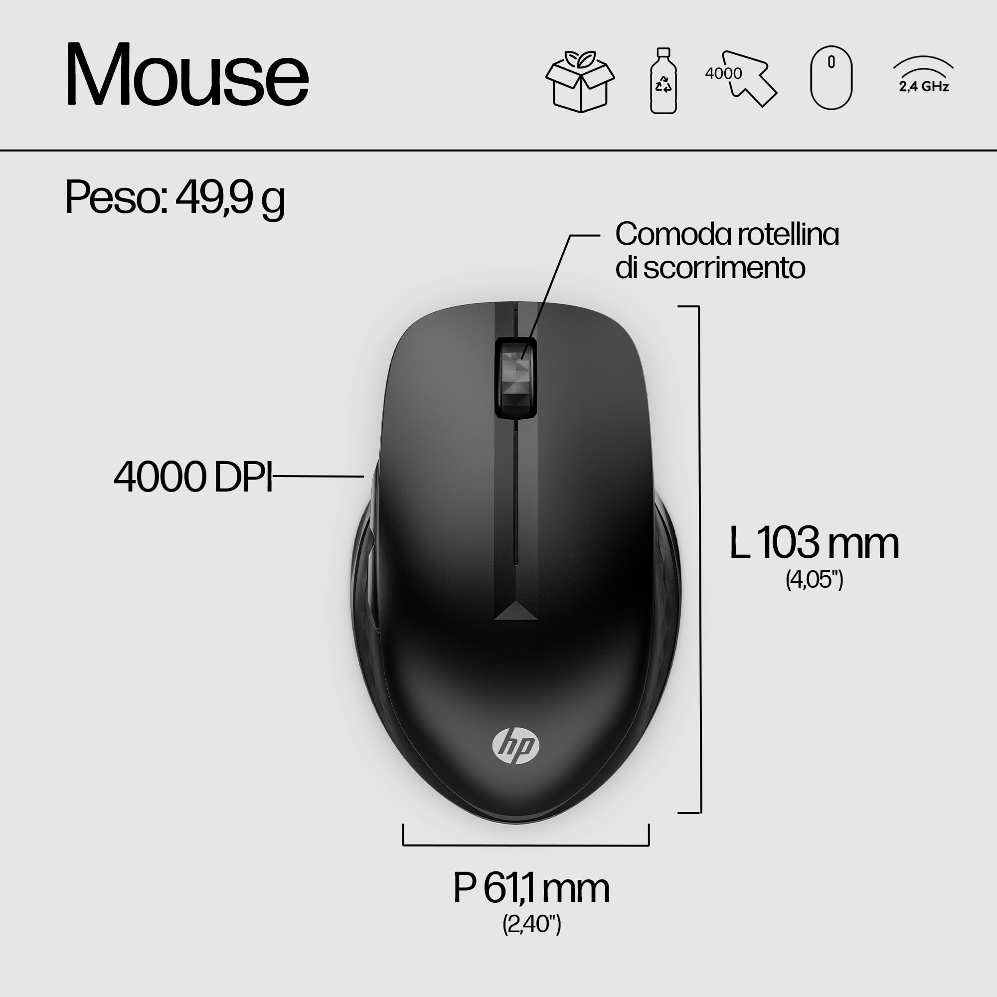 hp-430-mouse-wireless-dual-mode-bluetooth-5-2-e-dongle-usb-a-2-4-ghz-4000-dpi-ba image 4
