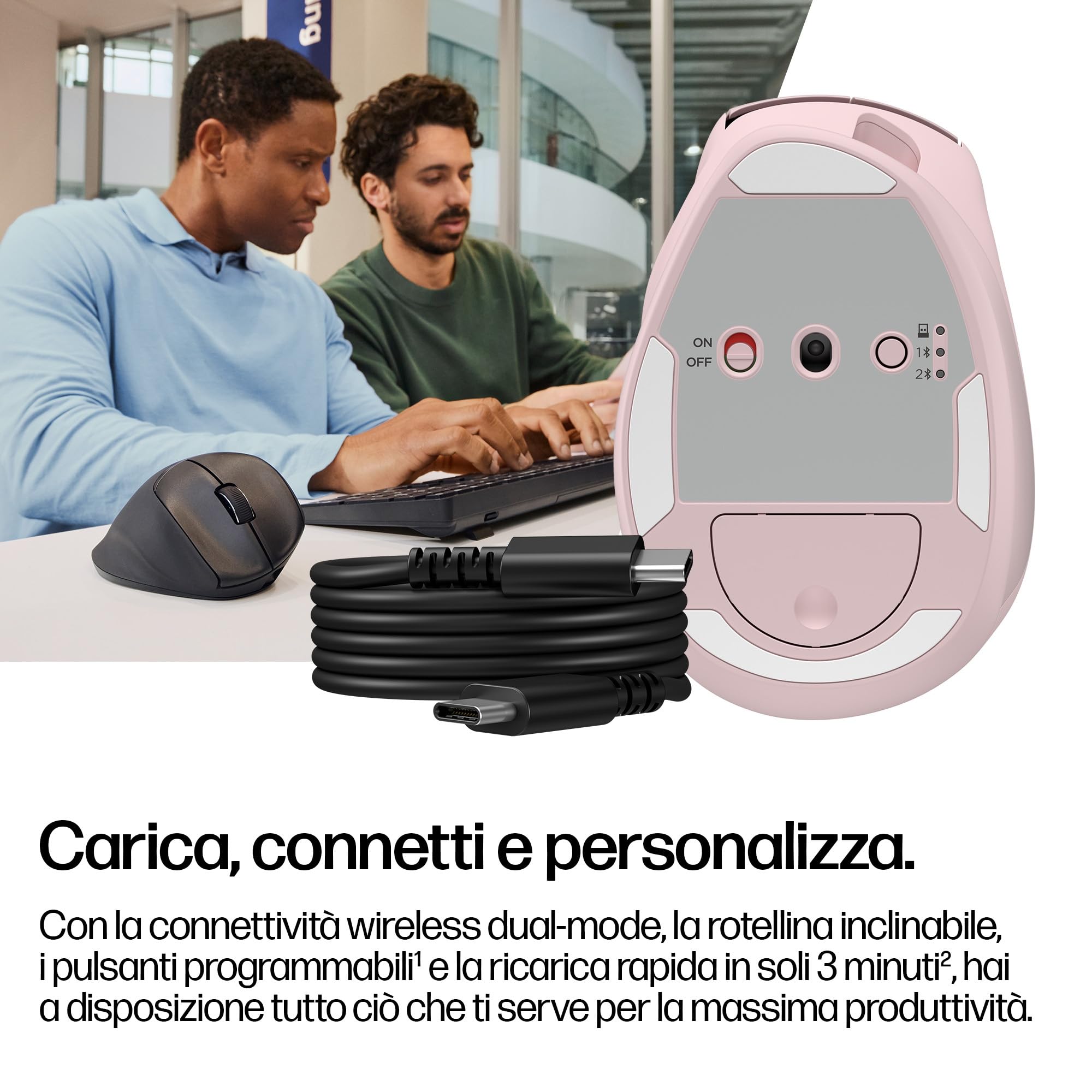 hp-tilt-720m-mouse-wireless-ergonomico-semi-verticale-a-21-con-bluetooth-e-dongl image 5
