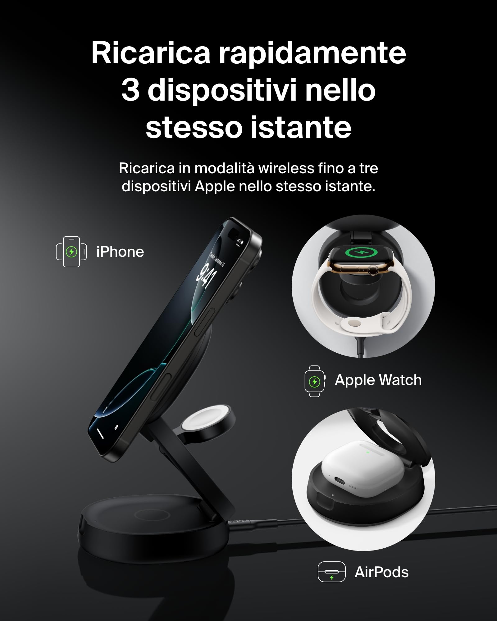 belkin-boostcharge-pro-stazione-di-ricarica-wireless-3-in-1-magsafe-qi2-15w-per- image 2
