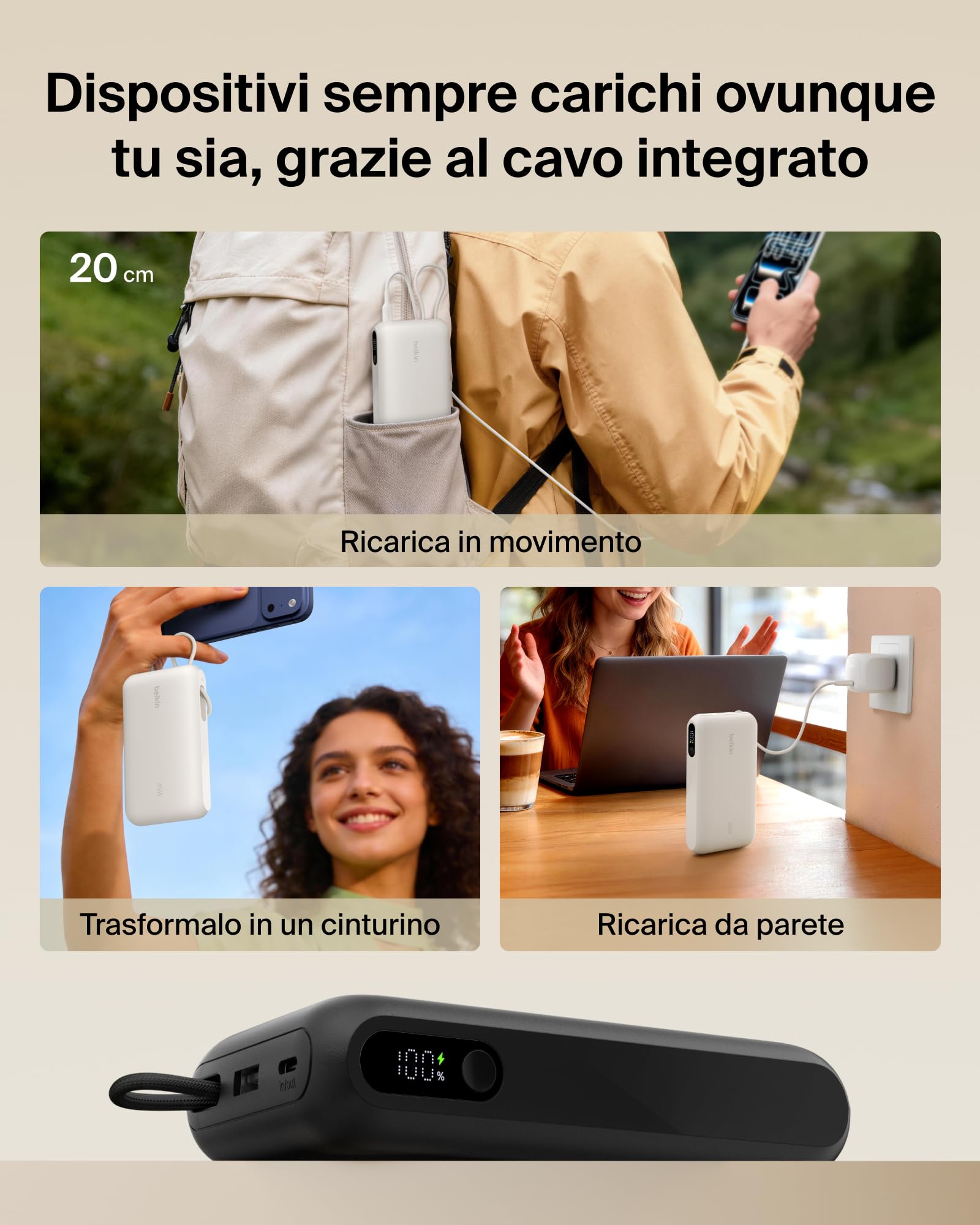belkin-ultracharge-20-000-mah-power-bank-45w-pd-con-cavo-usb-c-integrato-e-displ image 6