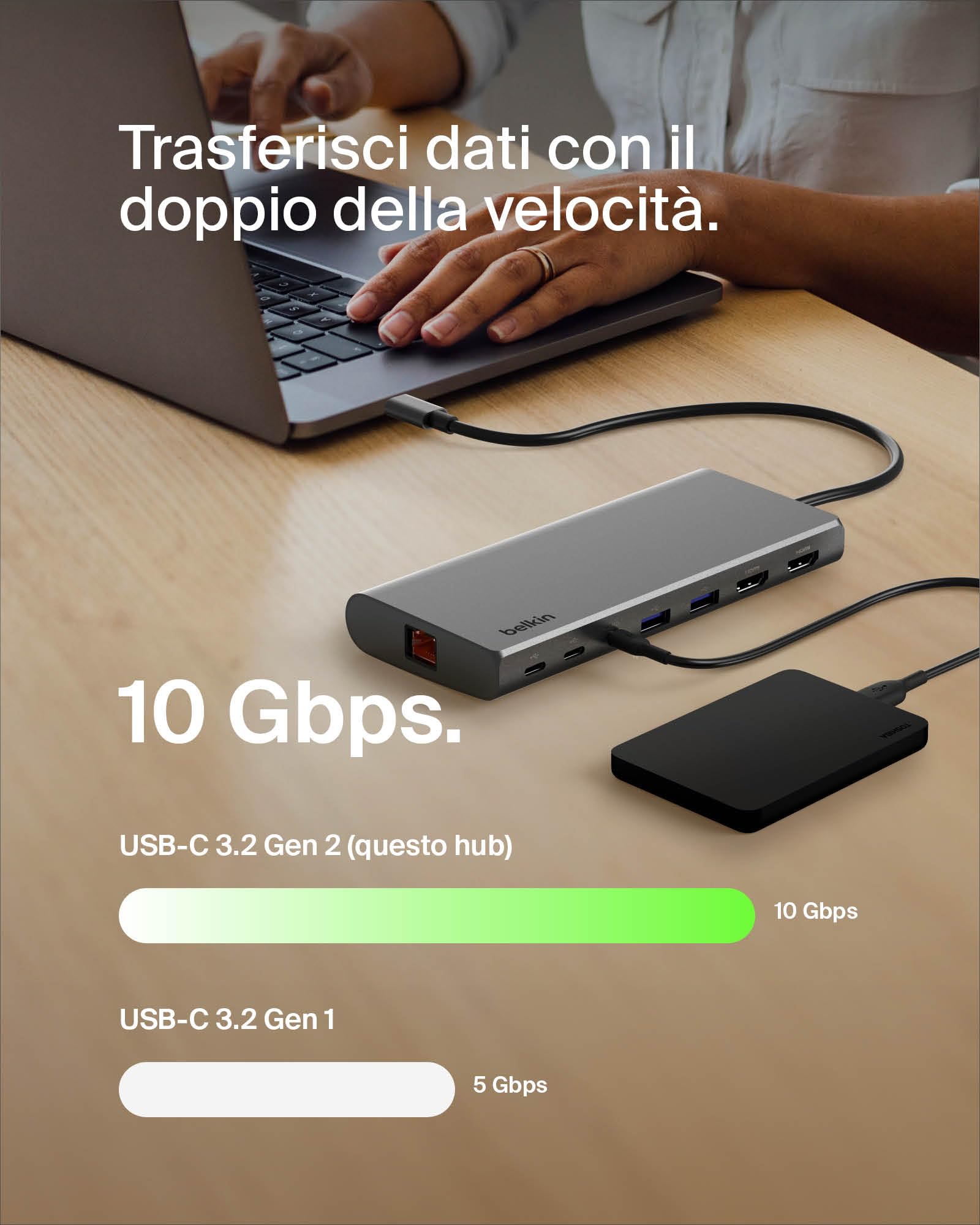 belkin-connect-hub-universale-8-in-1-usb-c-per-2-display-con-silicon-motion-100w image 5