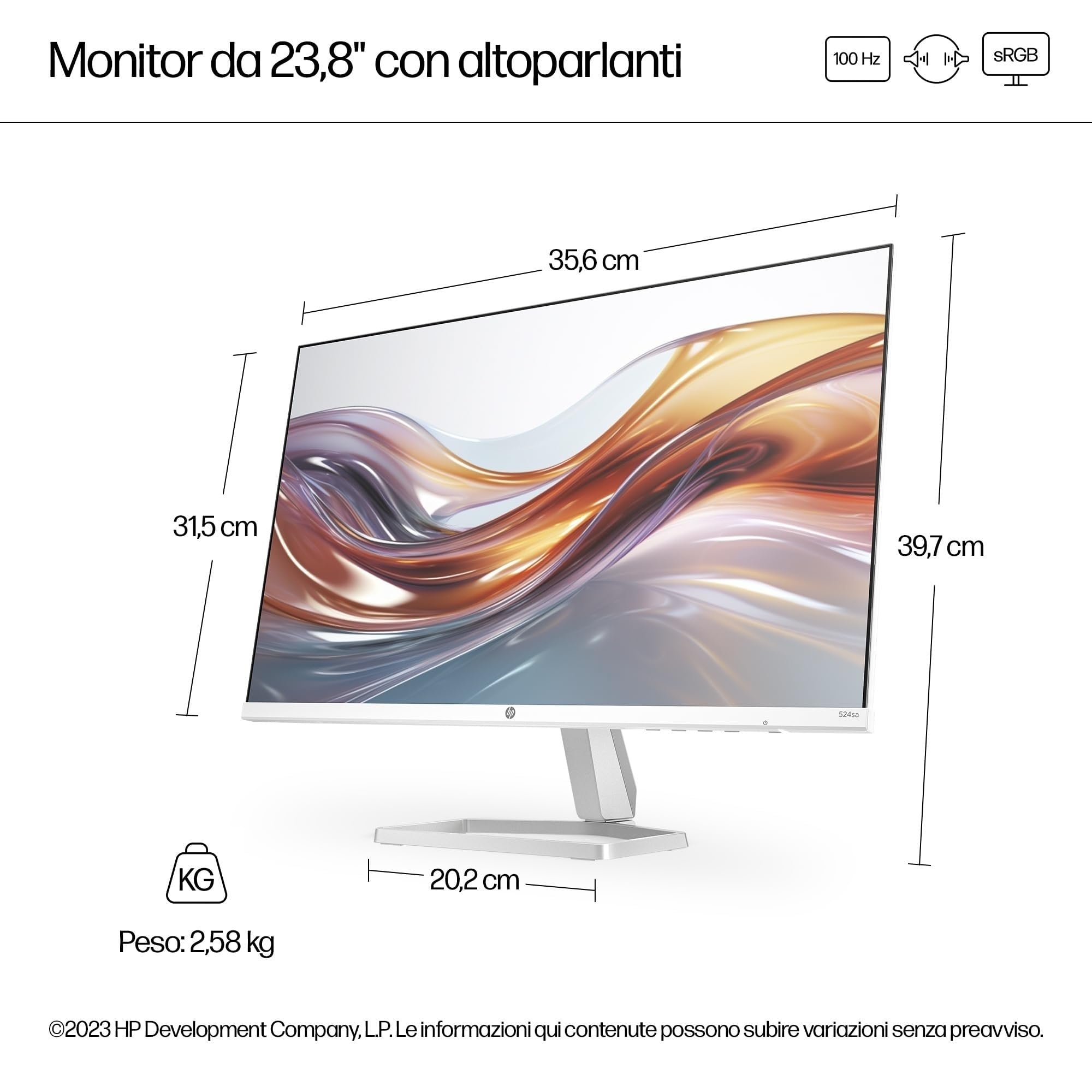 hp-524sa-monitor-23-8-fhd-ips-con-casse-integrate-100-hz-eye-ease-5-ms-1920x1080 image 3