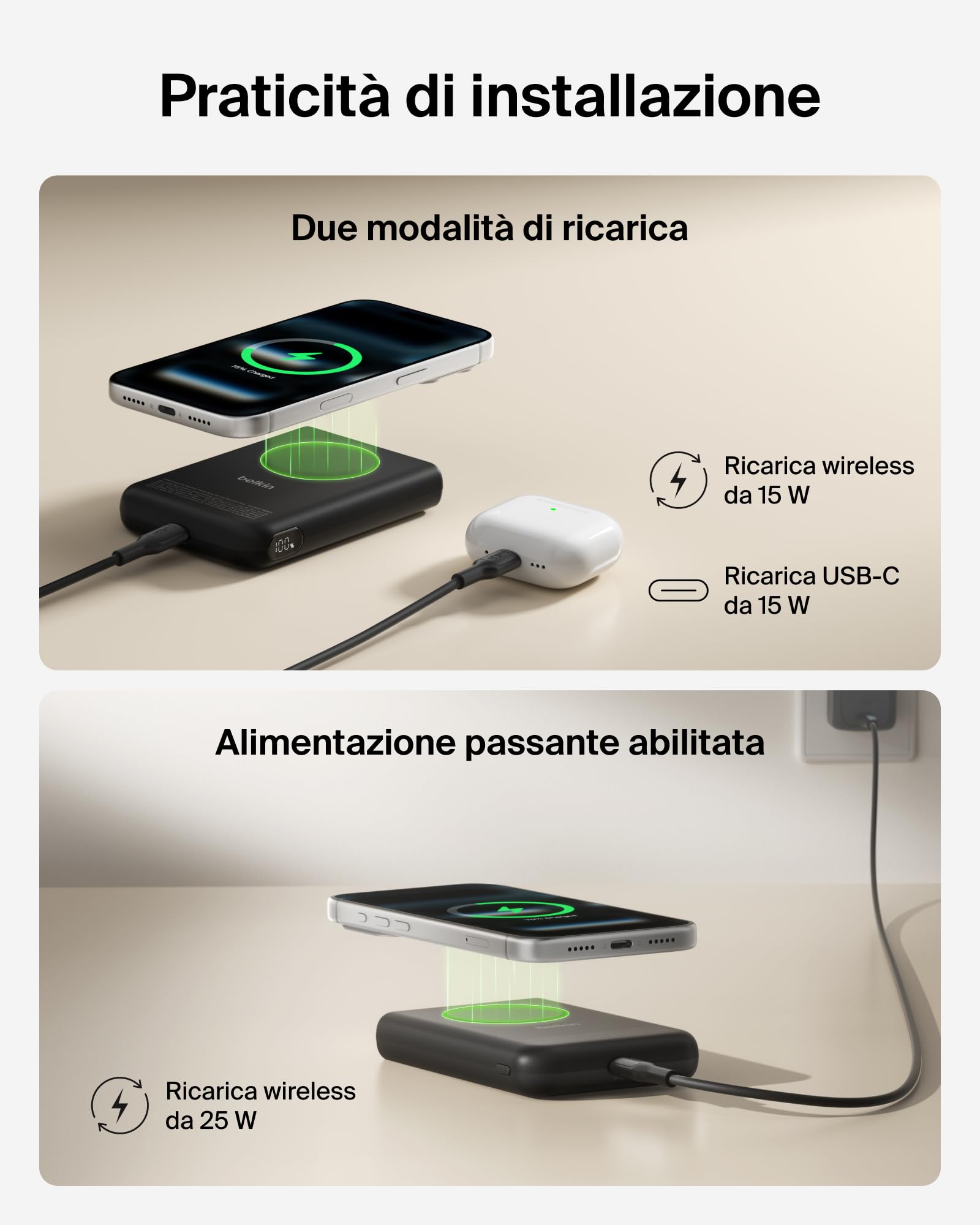 belkin-ultracharge-pro-10-000-mah-power-bank-magnetico-qi2-25w-con-anello-magnet image 4