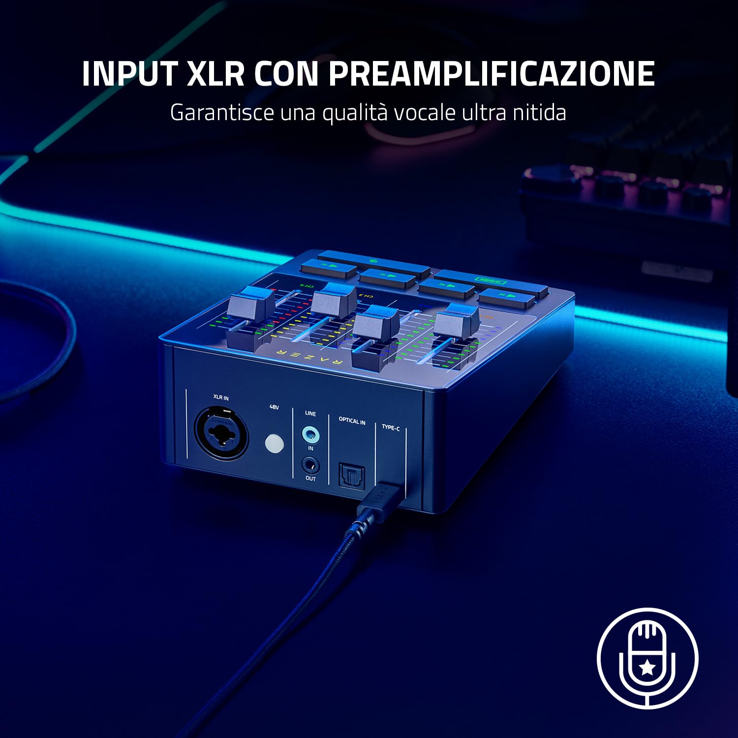 razer-audio-mixer-mixer-streaming-analogico-a-4-canali-con-ingresso-xlr-preampli image 6