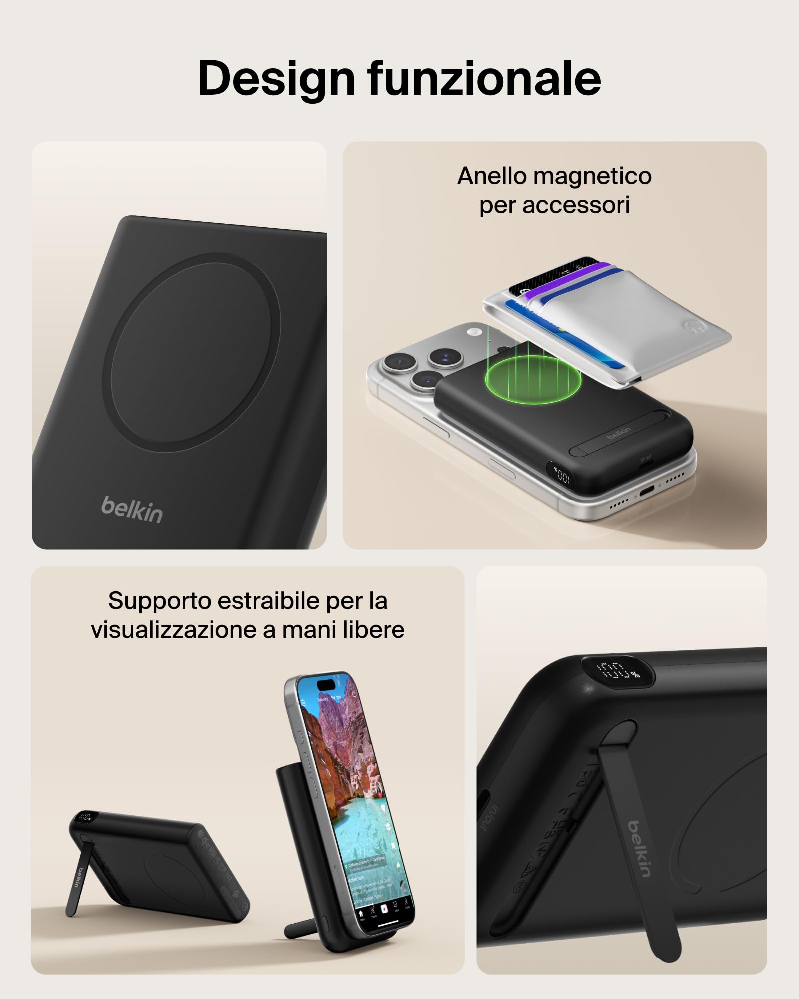 belkin-ultracharge-pro-10-000-mah-power-bank-magnetico-qi2-25w-con-anello-magnet image 3