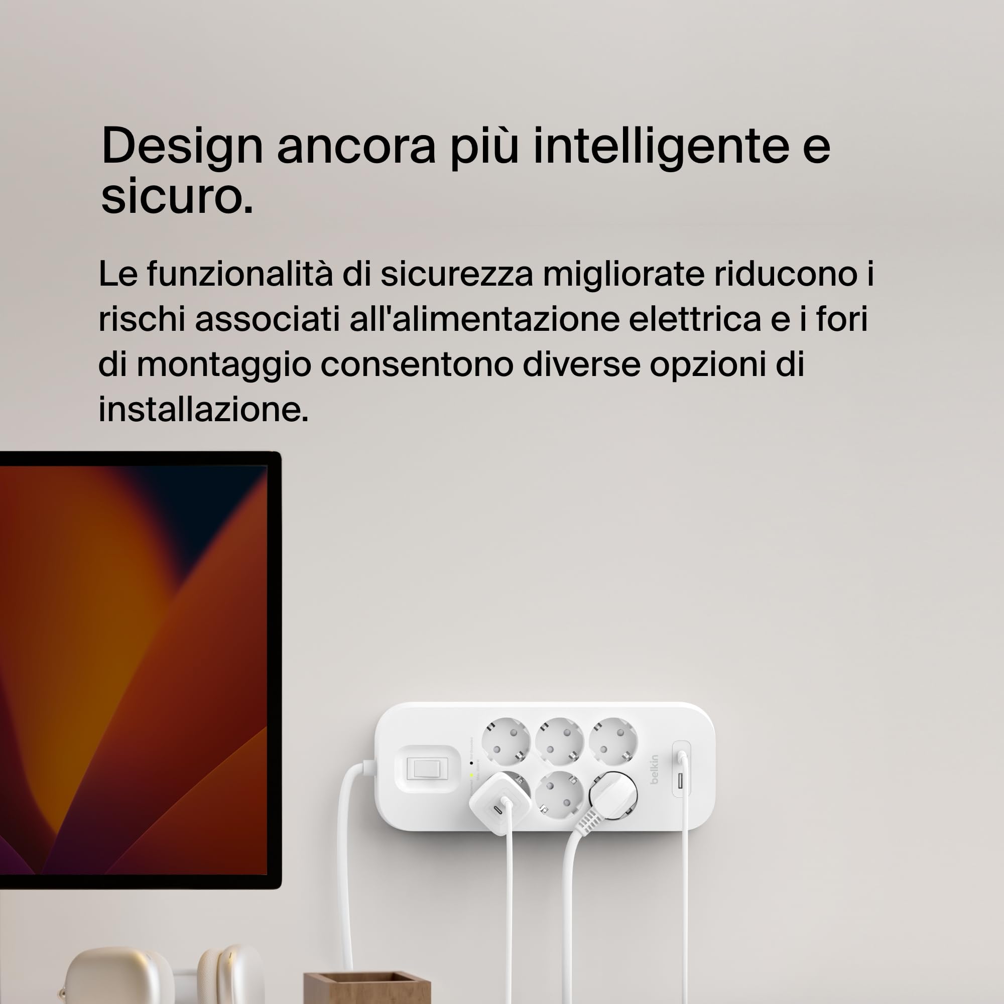 belkin-multipresa-a-parete-con-6-prese-ca-protette-usb-c-pd-e-usb-a-cavo-2-m-pro image 5