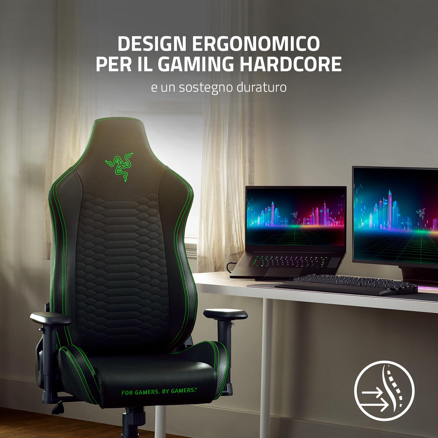 razer-iskur-x-sedia-da-gaming-ergonomica-nera-pelle-sintetica-multistrato-suppor image 4
