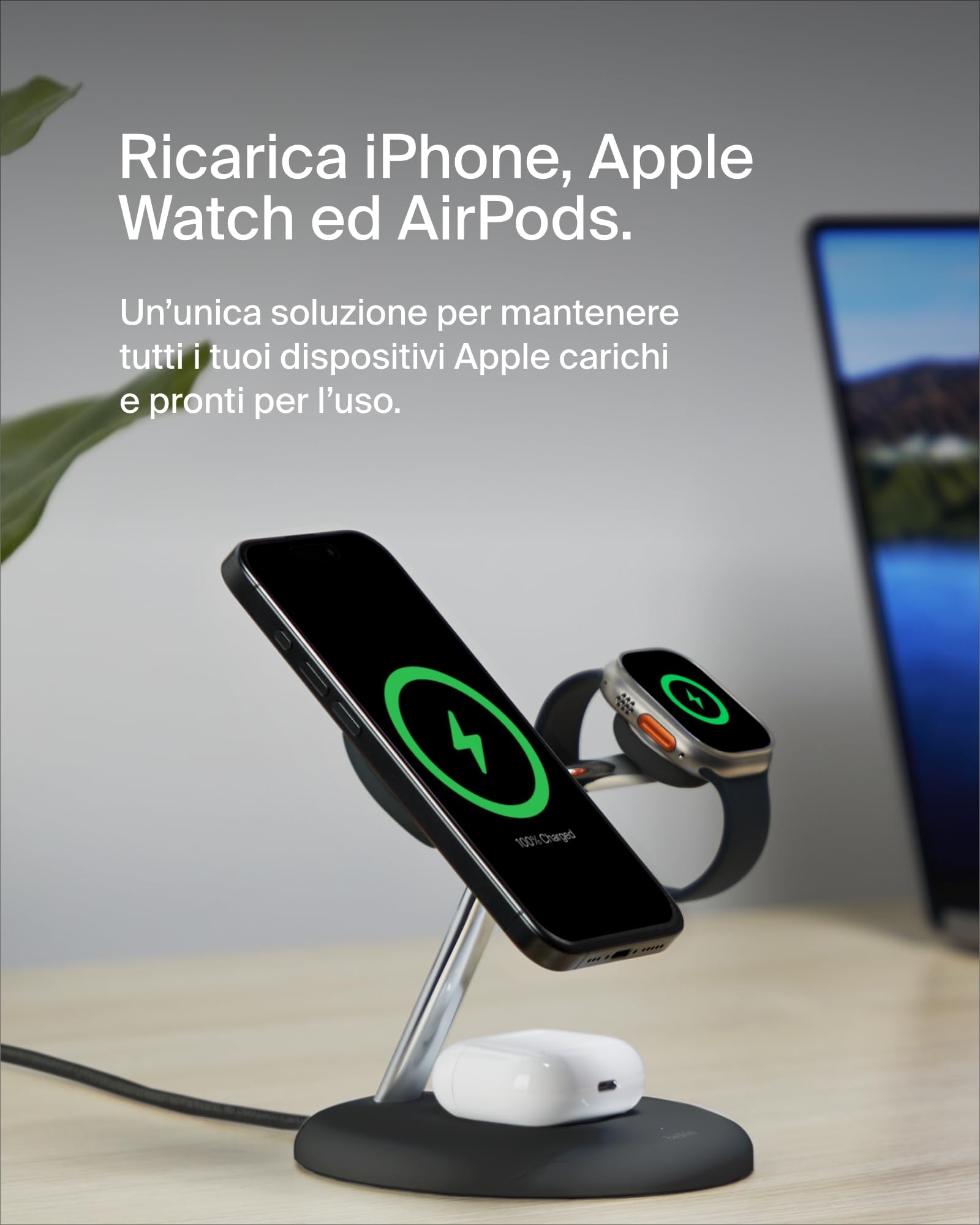 belkin-supporto-di-ricarica-wireless-magnetico-3-in-1-qi2-15w-compatibile-magsaf image 4