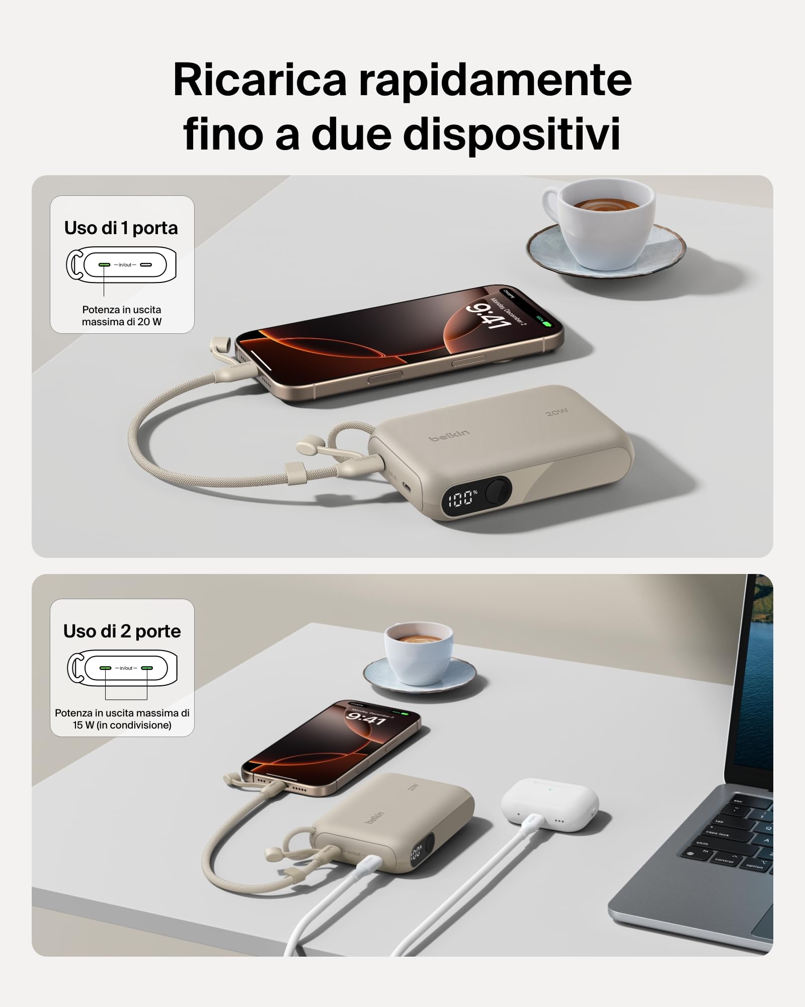 belkin-boostcharge-power-bank-10000-mah-sottile-con-2-porte-usb-c-display-digita image 2