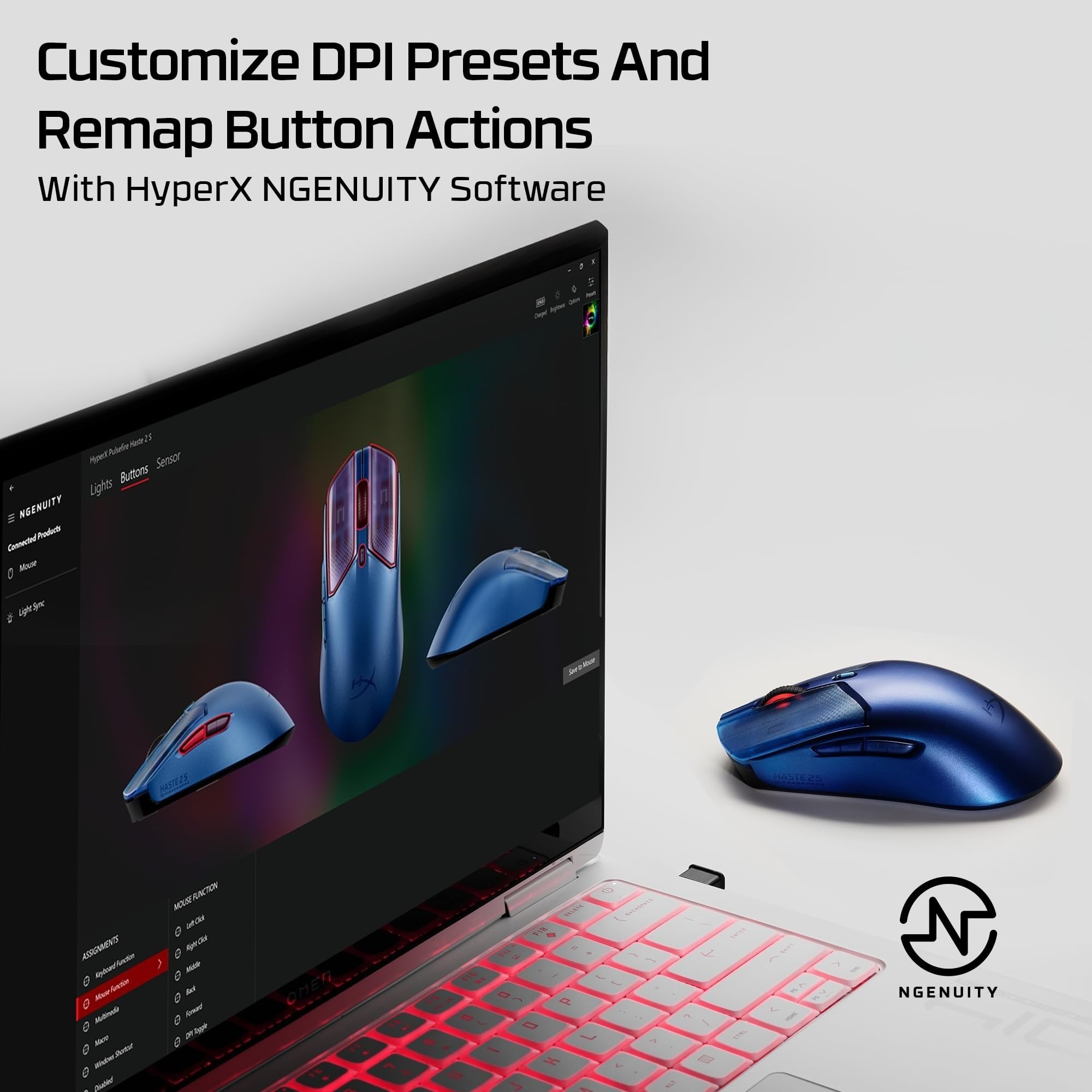 hyperx-pulsefire-haste-2-s-mouse-gaming-wireless-blu-con-scocca-in-magnesio-64-g image 2