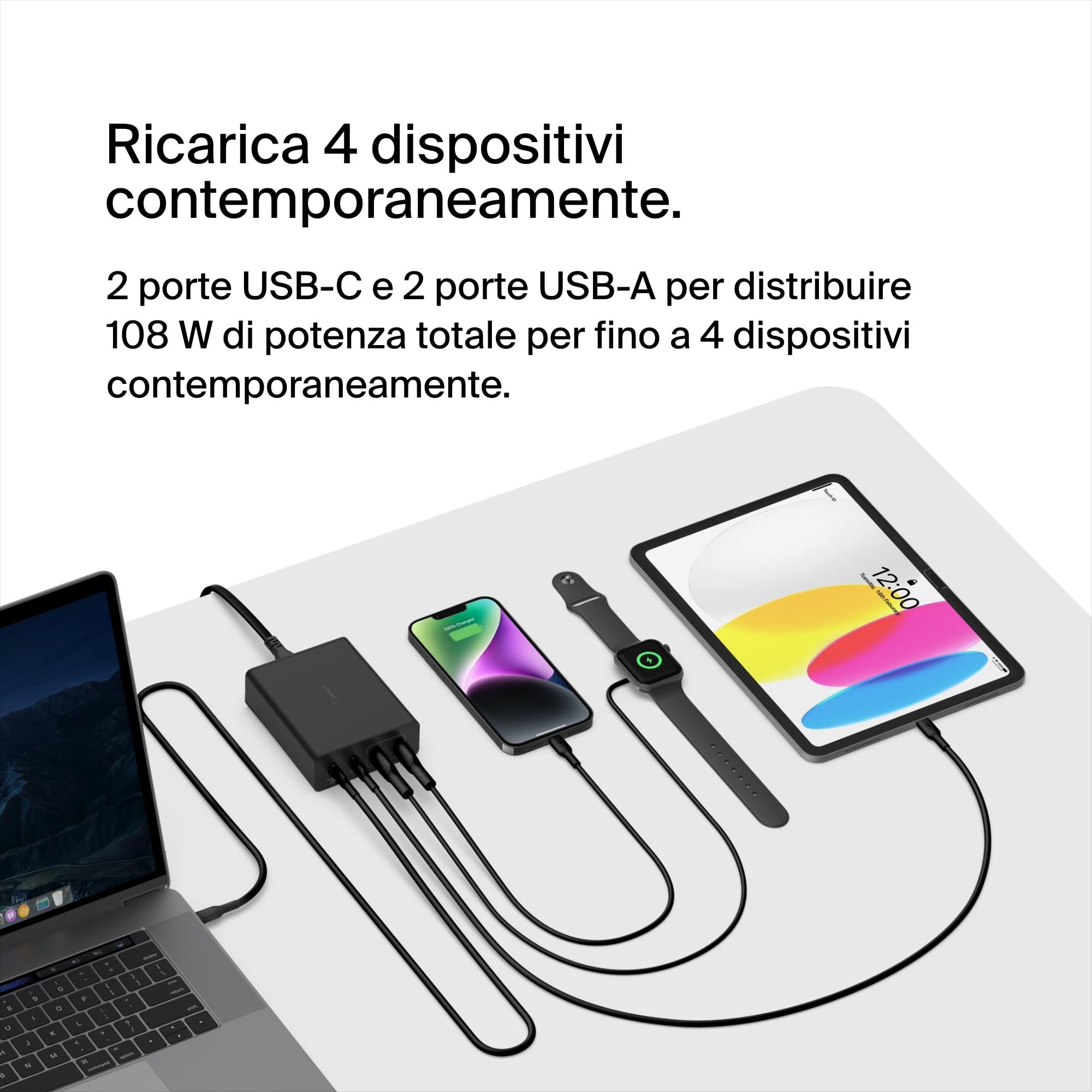 belkin-stazione-di-ricarica-multi-dispositivo-usb-gan-108-w-con-2-usb-c-e-2-usb- image 5