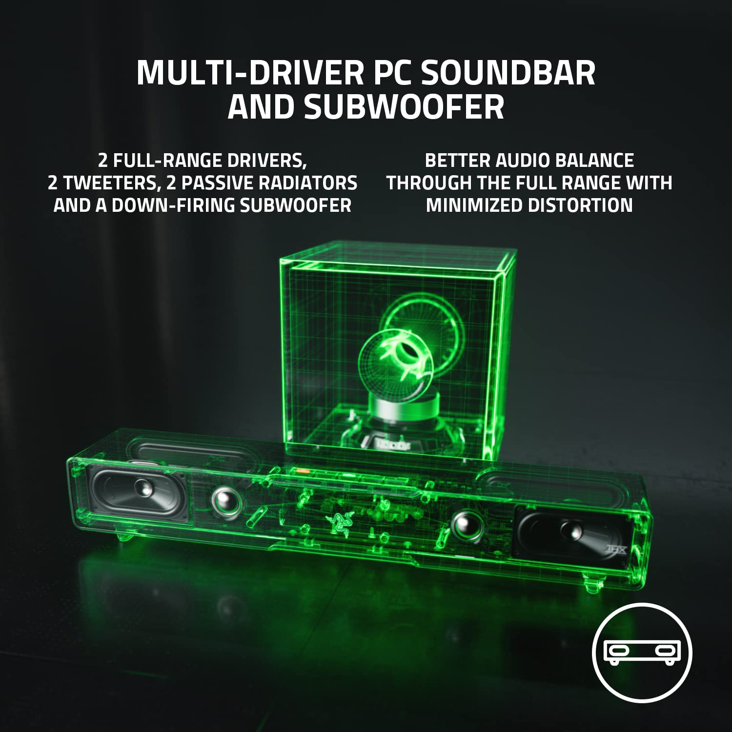 razer-leviathan-v2-soundbar-per-pc-gaming-con-subwoofer-dolby-5-1-e-thx-spatial- image 2