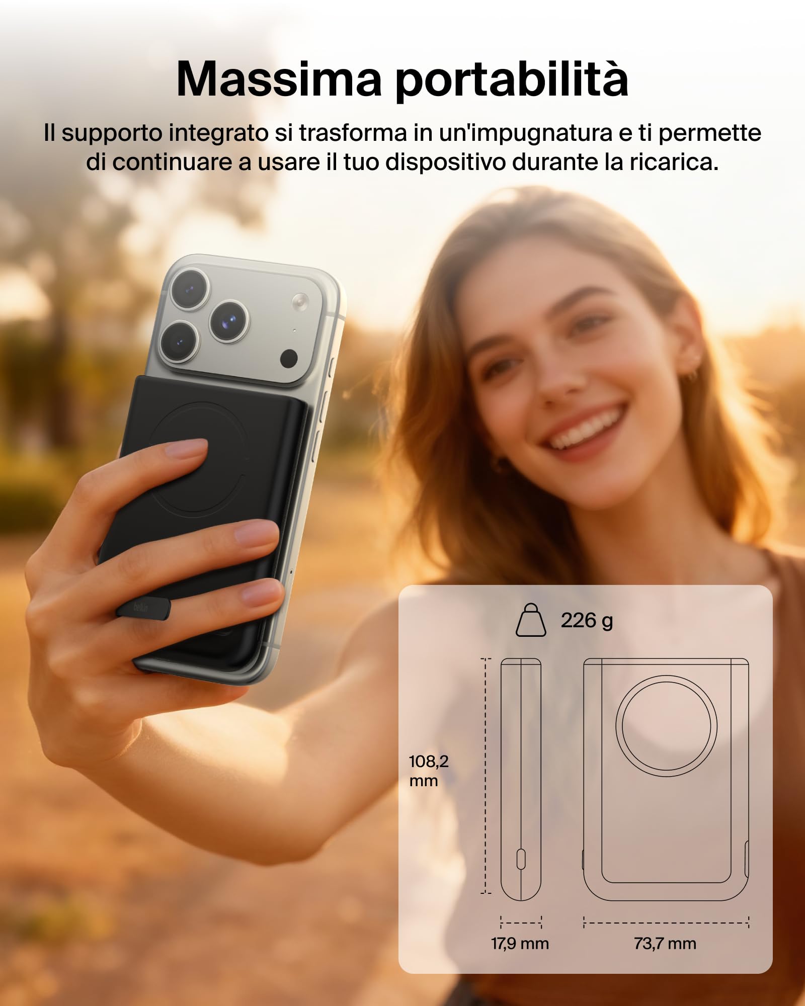 belkin-ultracharge-pro-10-000-mah-power-bank-magnetico-qi2-25w-con-anello-magnet image 6