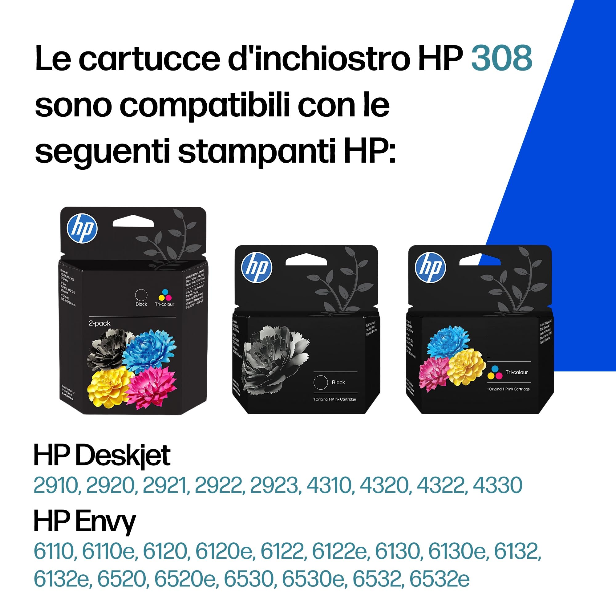 hp-308-nero-e-tricromia-6l6s6ue-confezione-da-2-cartucce-originali-con-testina-i image 2