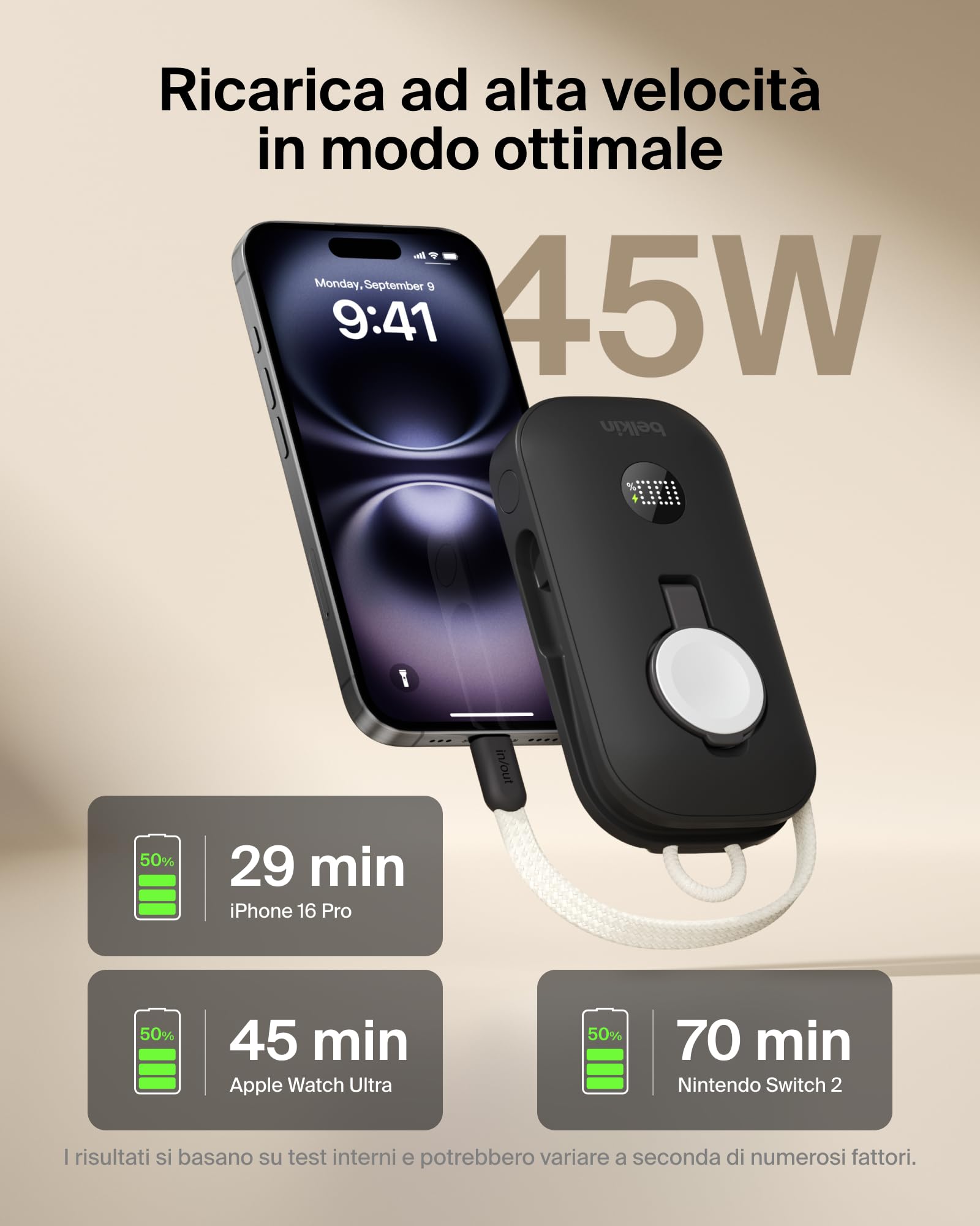 belkin-boostcharge-pro-power-bank-10-000-mah-45w-con-caricatore-apple-watch-inte image 4