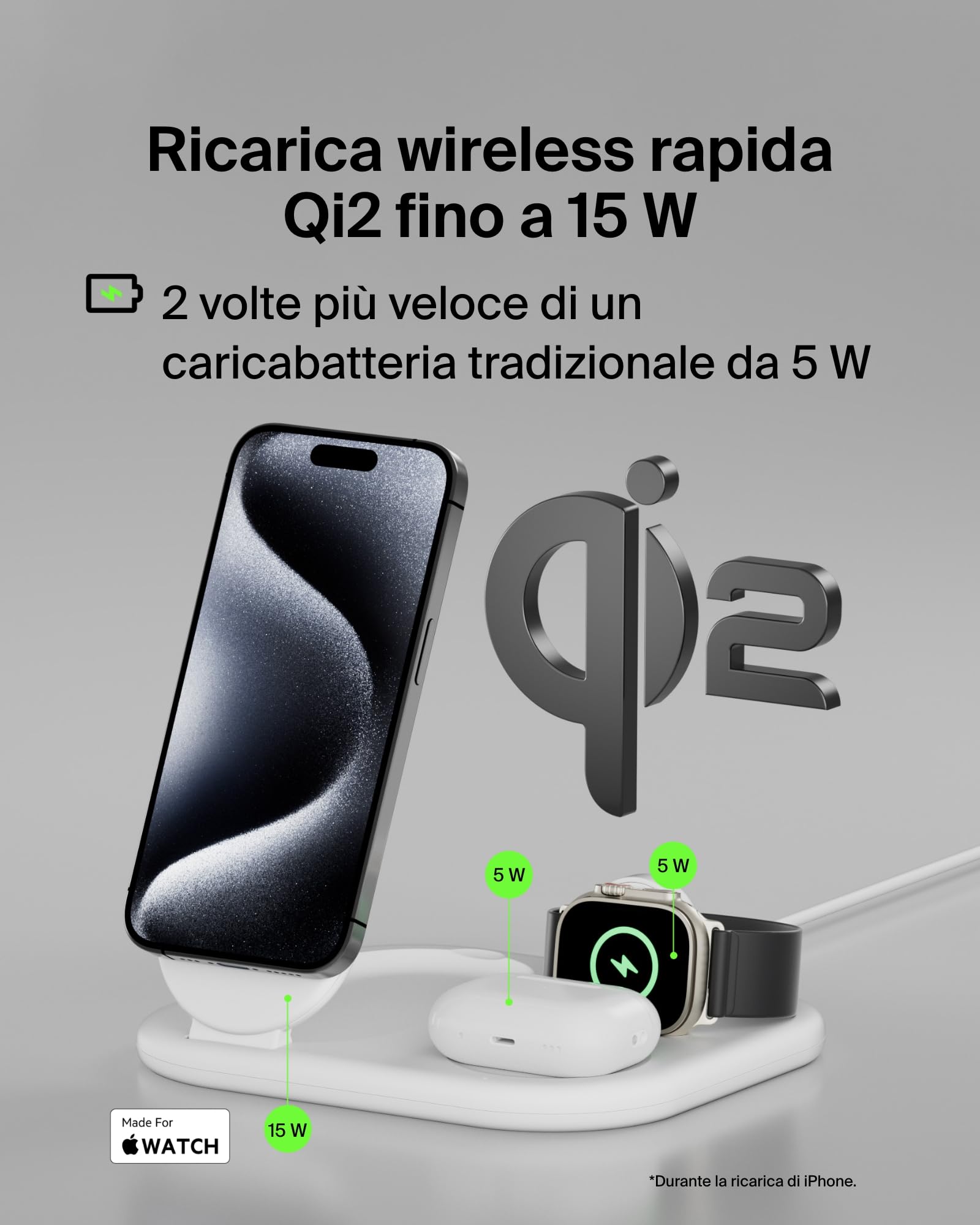belkin-boostcharge-qi2-caricabatterie-magnetico-pieghevole-3-in-1-da-15-w-compat image 2