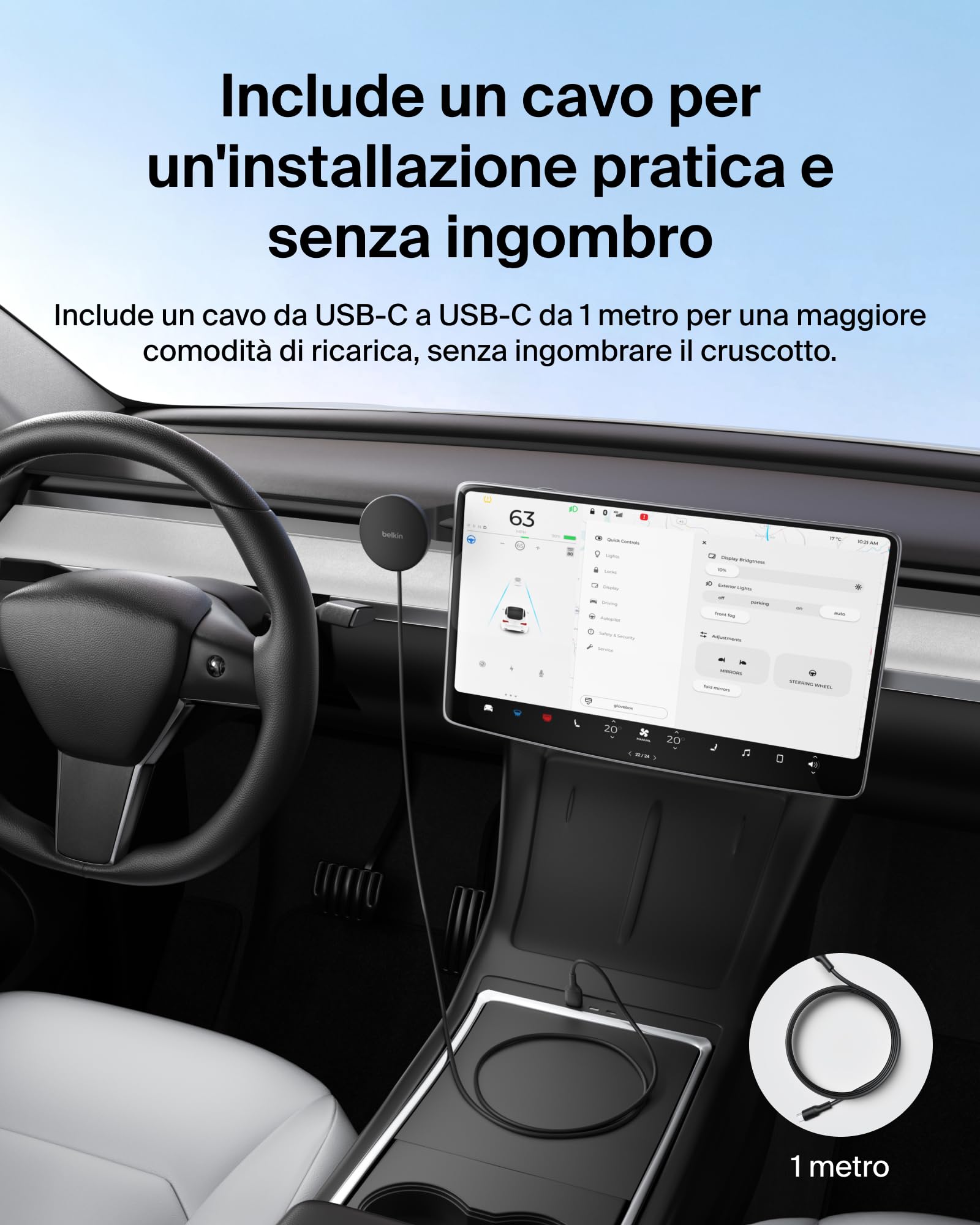 belkin-boostcharge-caricatore-wireless-auto-qi2-magnetico-per-bocchette-con-cavo image 6
