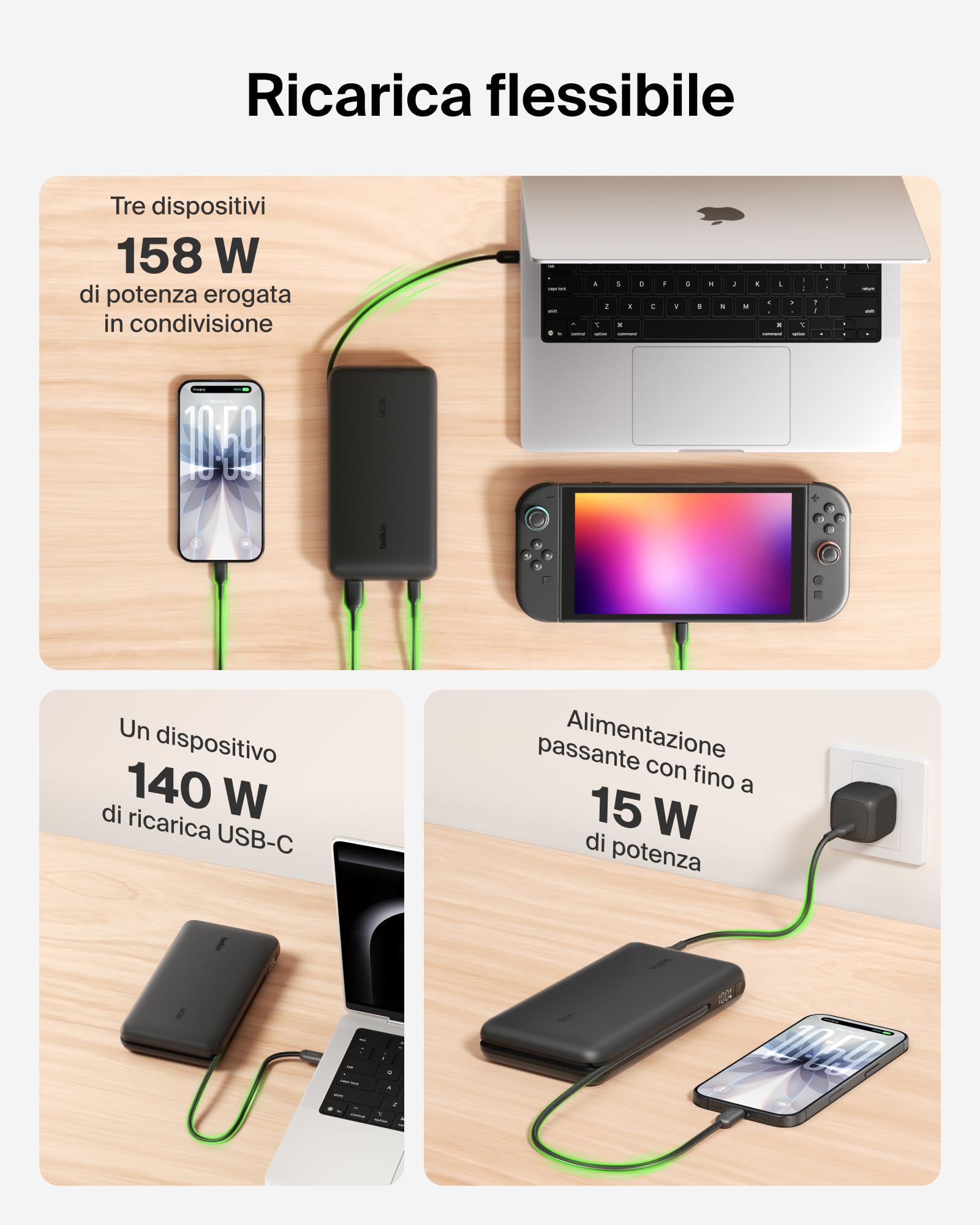 belkin-ultracharge-pro-power-bank-25000mah-con-cavo-usb-c-integrato-usb-pd-158w- image 4
