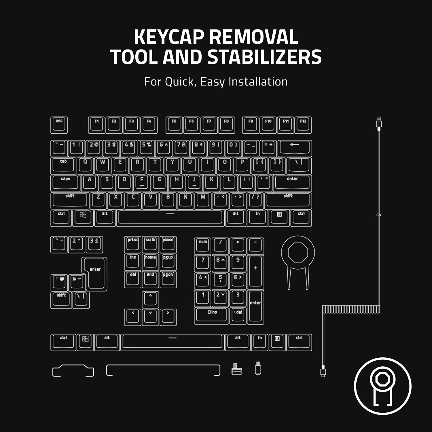razer-pbt-keycap-coiled-cable-upgrade-set-mercury-white-layout-nordico image 7