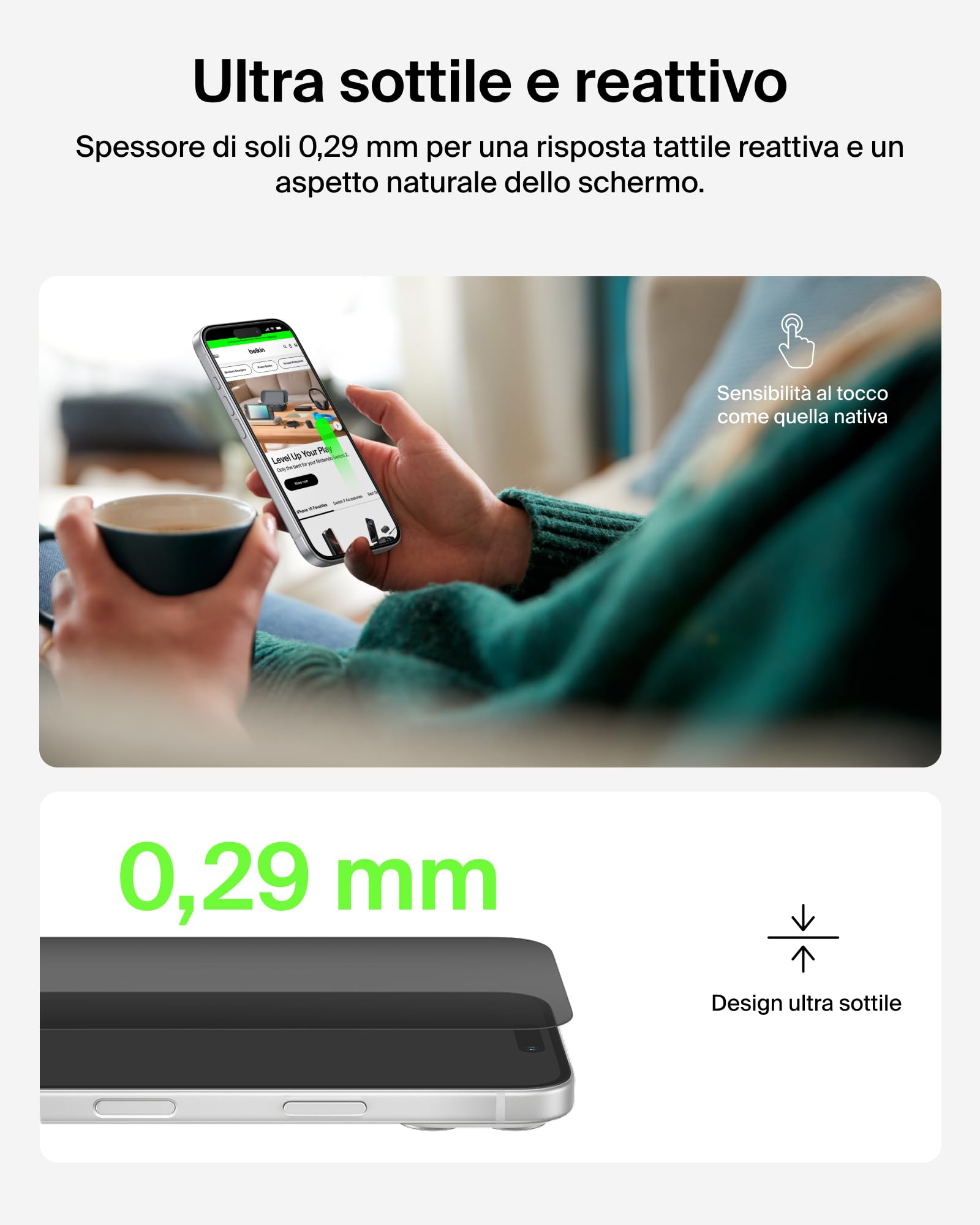 belkin-screenforce-invisiglass-privacy-pellicola-iphone-17-pro-vetro-antimicrobi image 6