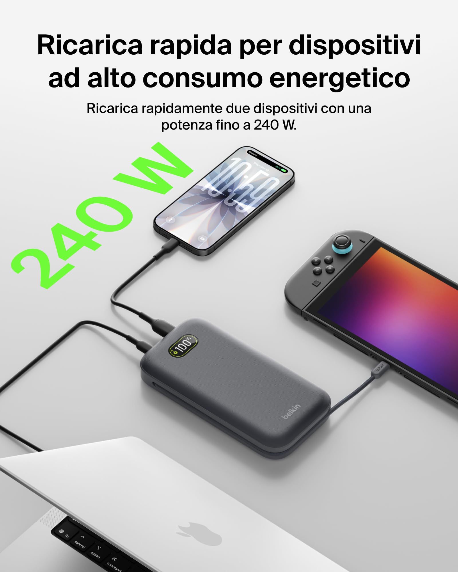 belkin-ultracharge-pro-power-bank-27000-mah-caricatore-portatile-con-cavo-usb-c- image 3