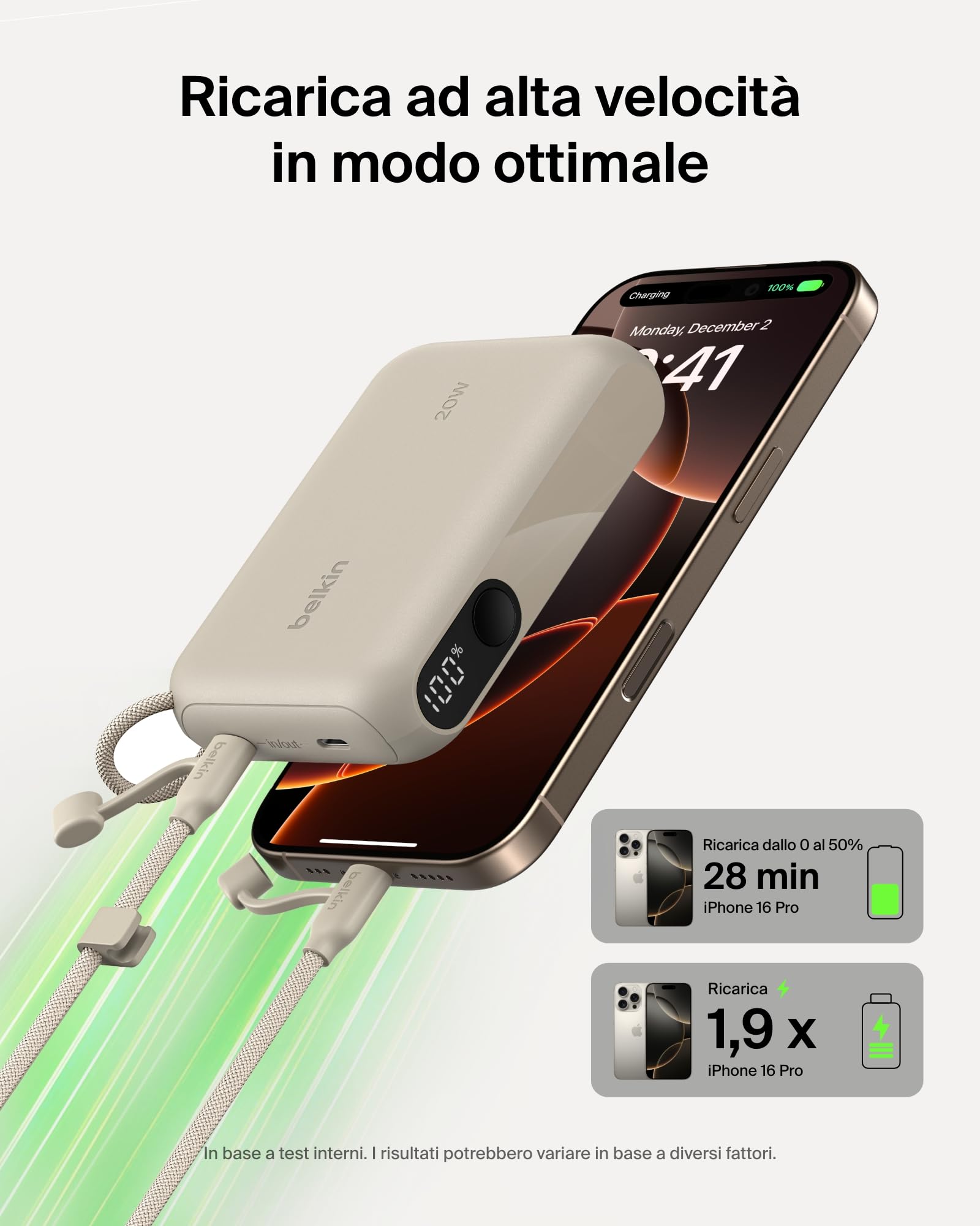 belkin-boostcharge-power-bank-10000-mah-sottile-con-2-porte-usb-c-display-digita image 3