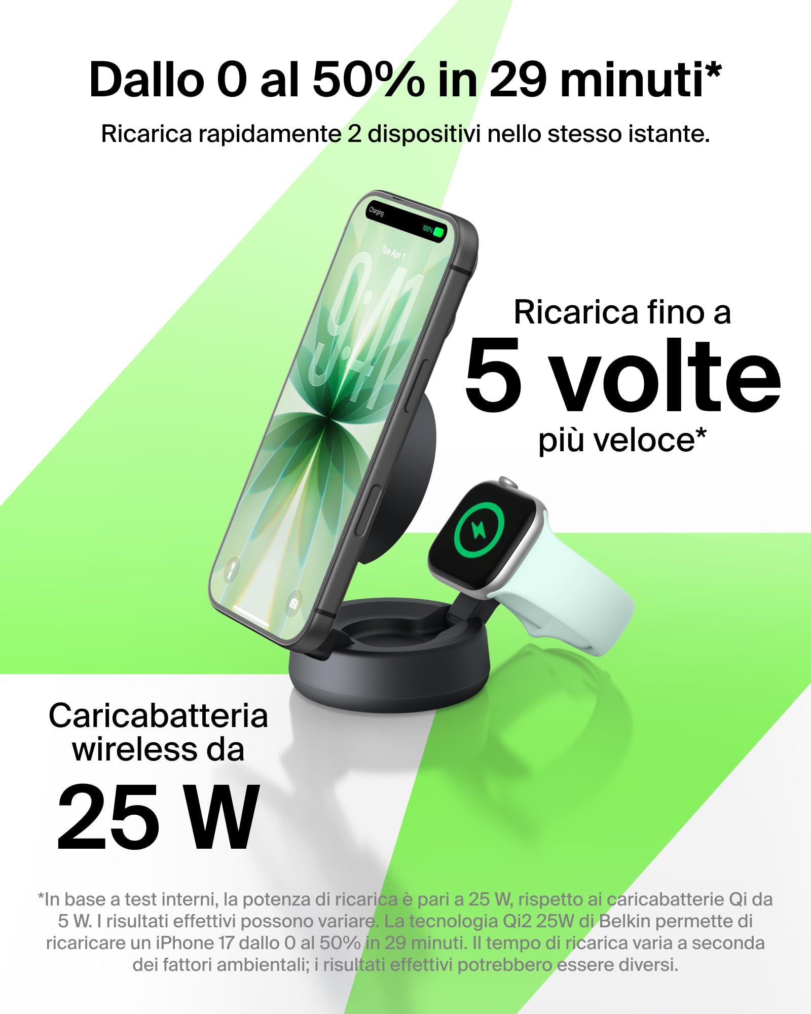 belkin-ultracharge-pro-caricatore-wireless-magnetico-2-in-1-qi2-25w-magsafe-per- image 2