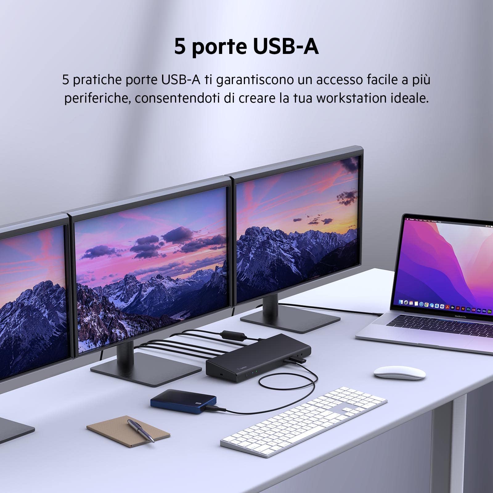 belkin-docking-station-displaylink-hub-usb-c-con-3-hdmi-2-displayport-4k-85-w-po image 7