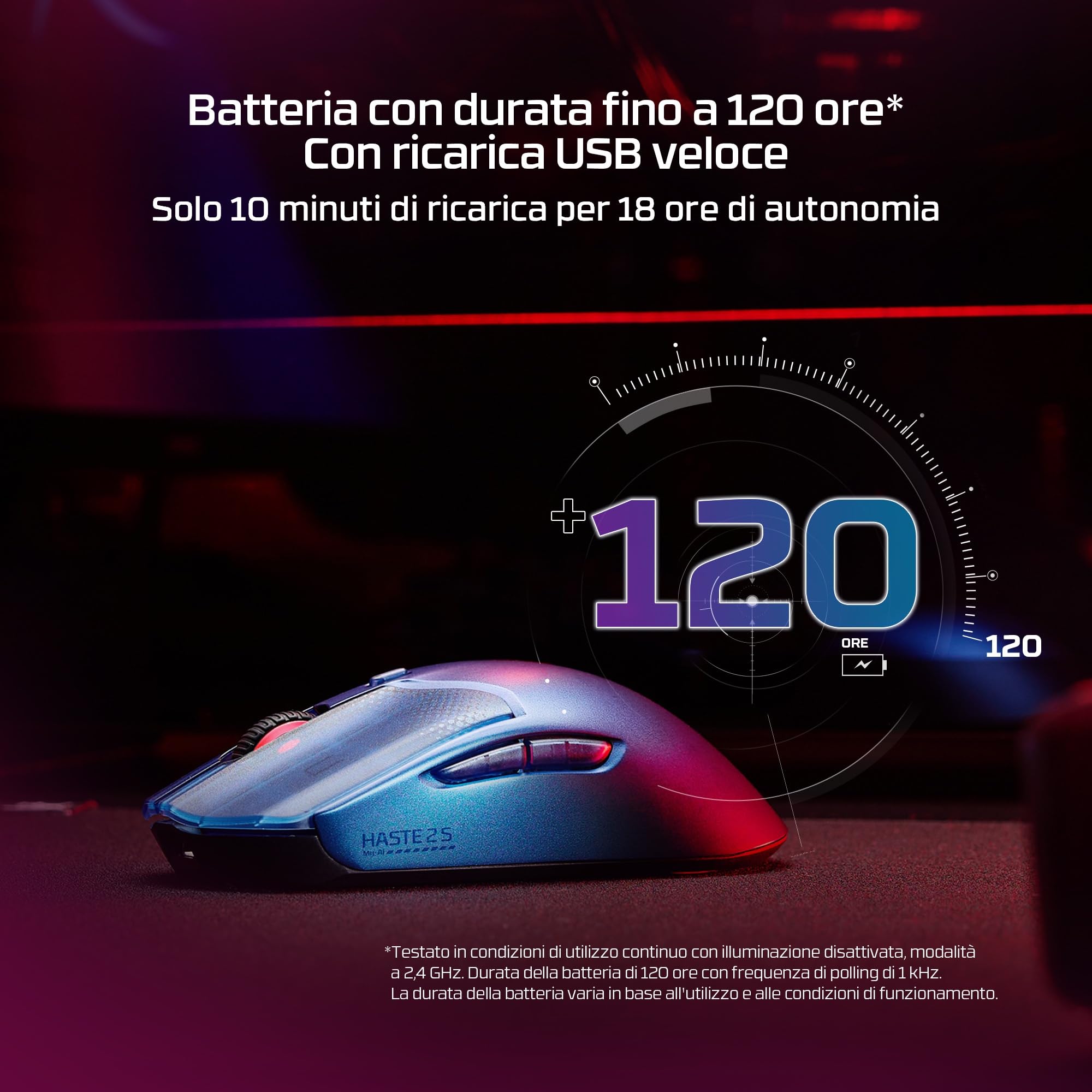 hyperx-pulsefire-haste-2-s-mouse-gaming-wireless-in-magnesio-64-g-sensore-26k-ba image 2