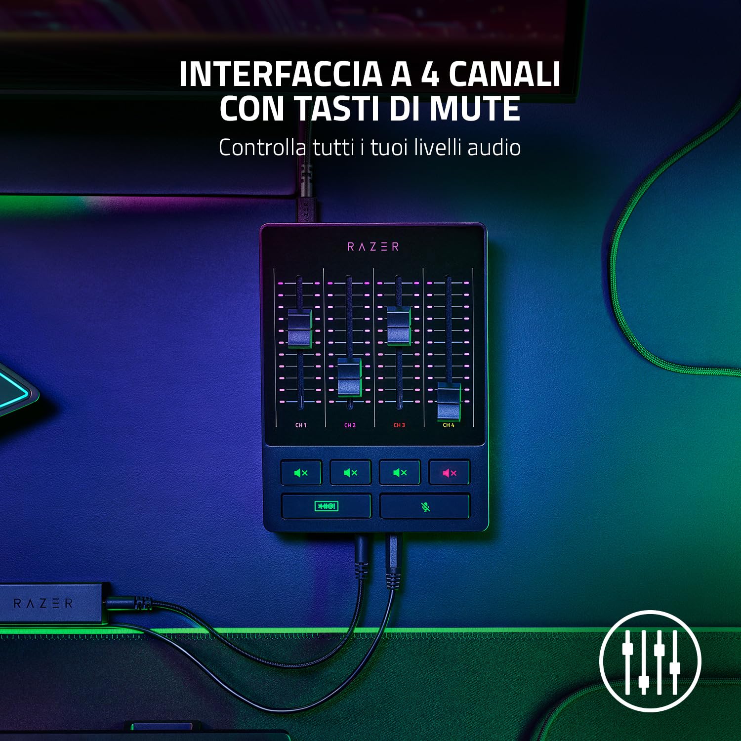razer-audio-mixer-mixer-streaming-analogico-a-4-canali-con-ingresso-xlr-preampli image 5