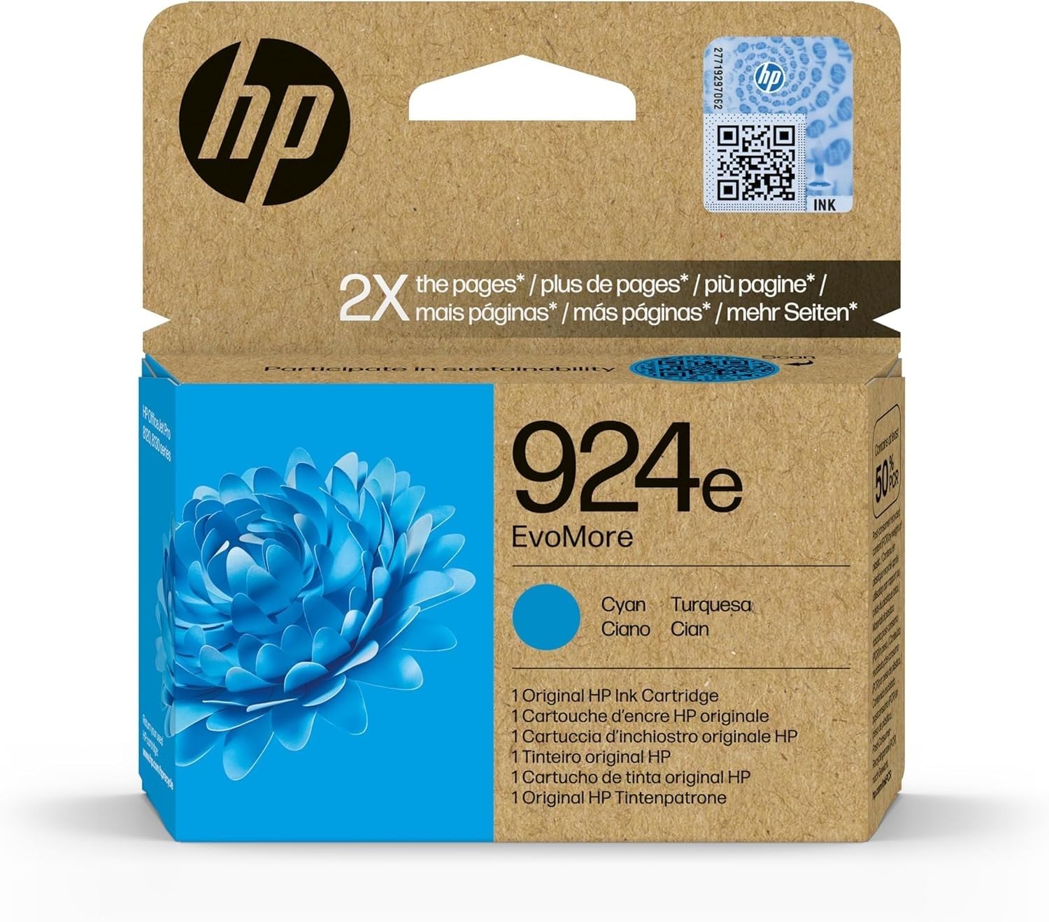 hp-924e-evomore-4k0u7ne-cartuccia-inchiostro-originale-alta-capacit-ciano-800-pa image 1
