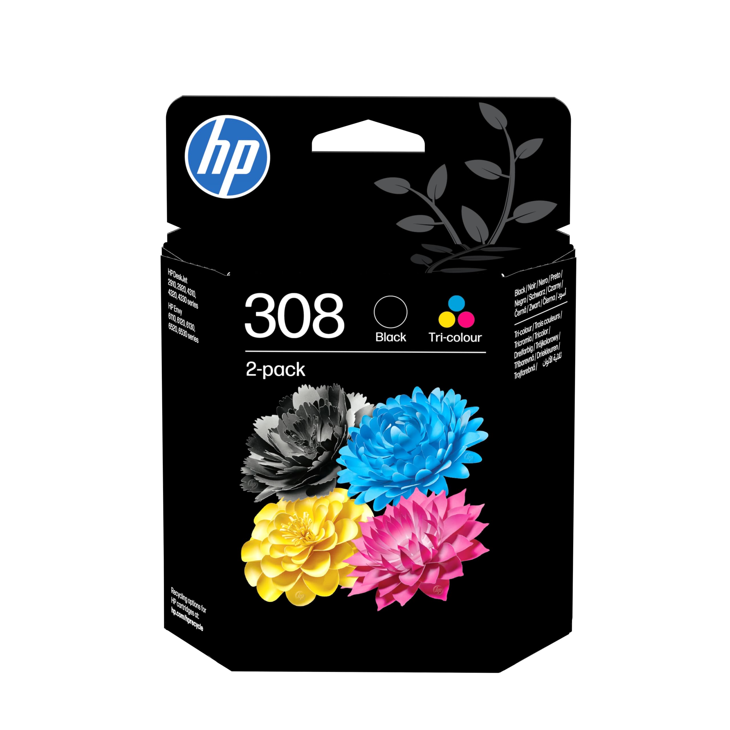 hp-308-nero-e-tricromia-6l6s6ue-confezione-da-2-cartucce-originali-con-testina-i image 1