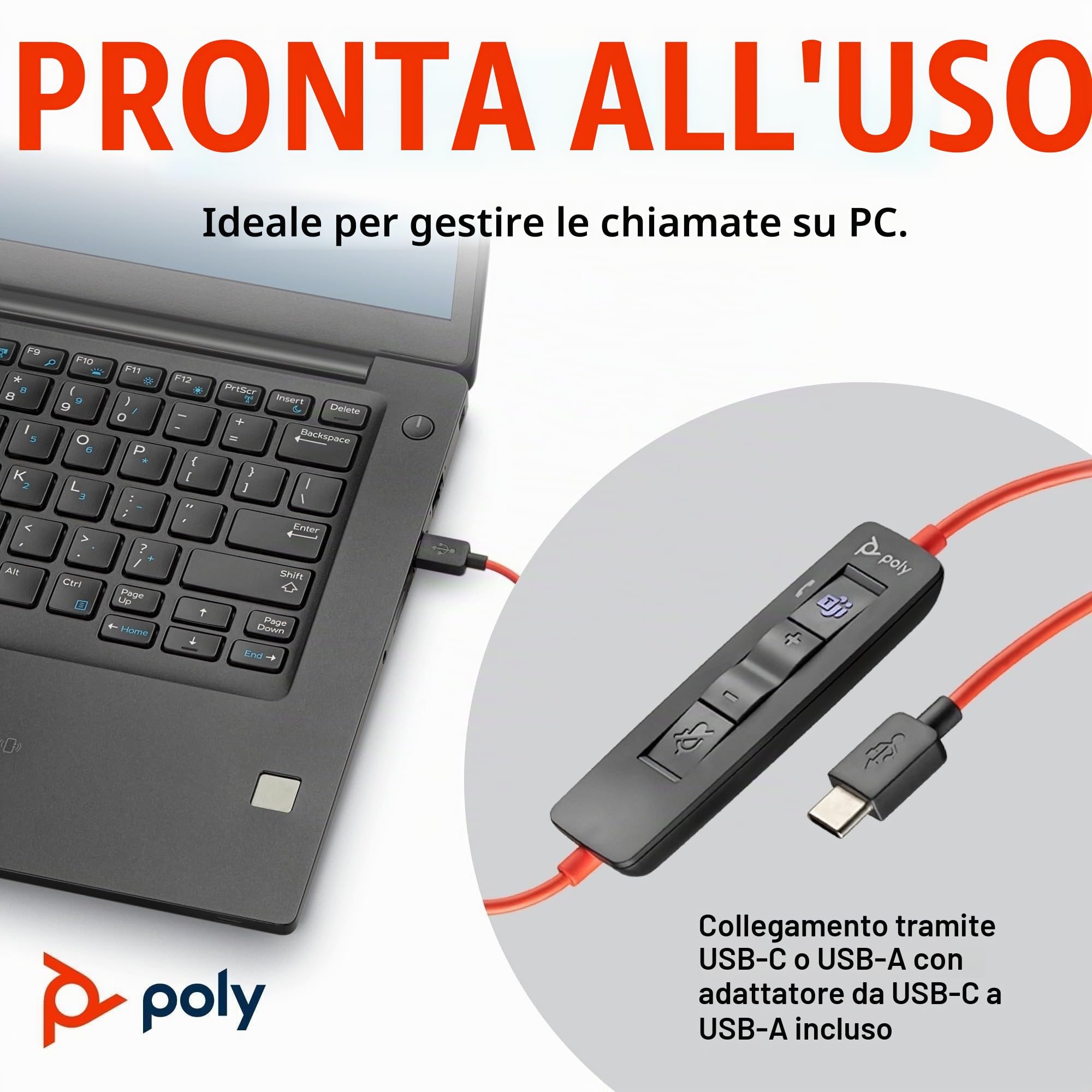 poly-blackwire-3310-cuffia-monoaurale-cablata-usb-a-usb-c-con-microfono-anti-rum image 4