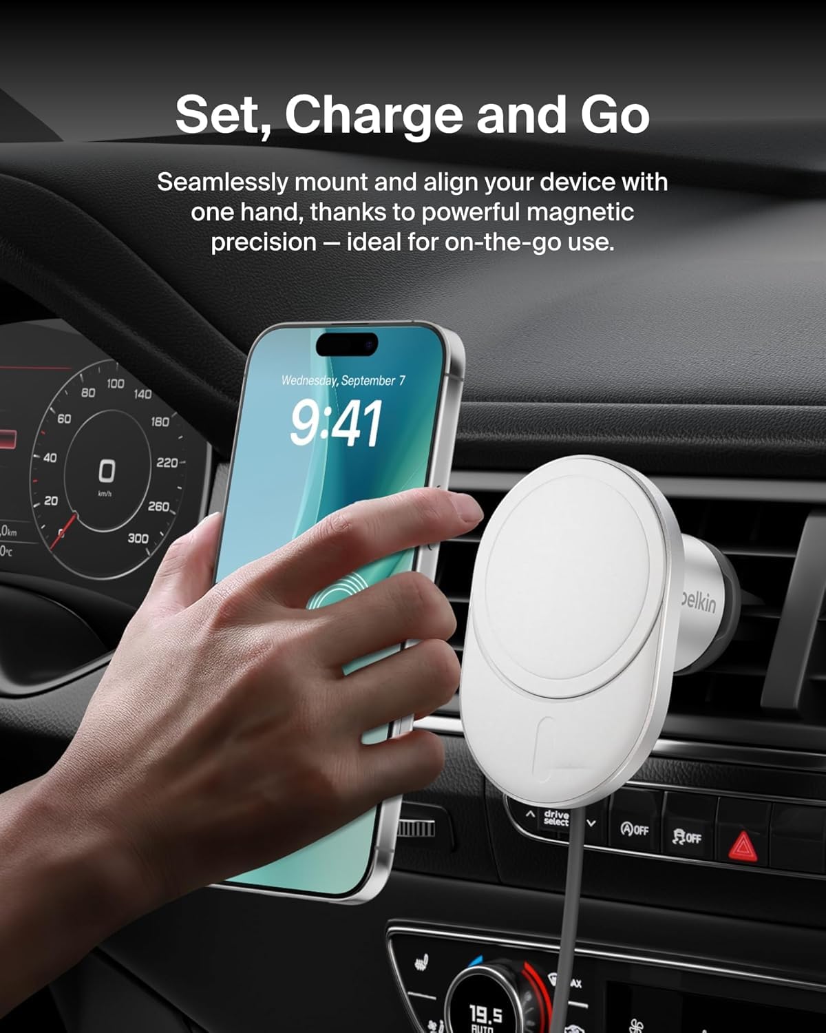 belkin-boostcharge-pro-caricabatteria-da-auto-wireless-magnetico-qi2-15w-compati image 2