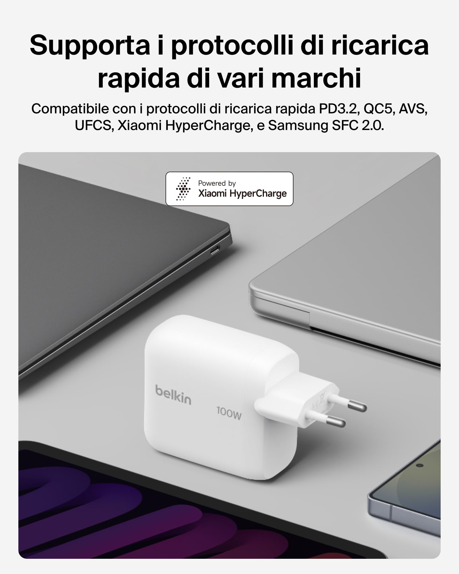 belkin-boostcharge-caricatore-usb-c-gan-100w-con-cavo-usb-c-1-5-m-incluso-bianco image 4