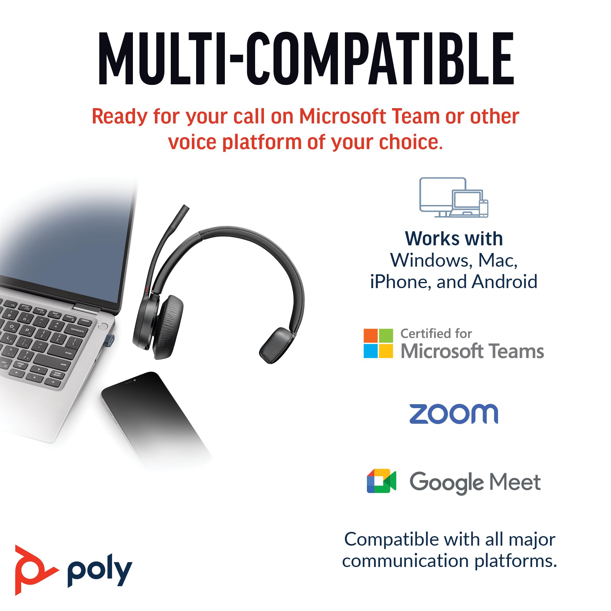 poly-hp-voyager-4310-uc-cuffia-monoaurale-wireless-bluetooth-con-dongle-usb-c-bt image 6