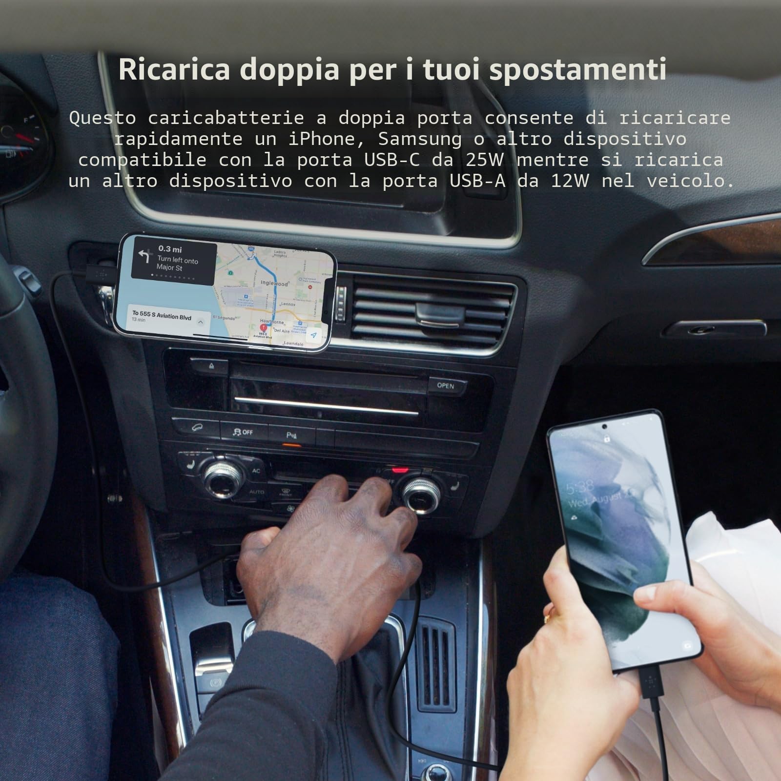 belkin-boostcharge-doppio-caricabatteria-auto-37-w-usb-c-pps-25-w-usb-a-12-w-per image 2