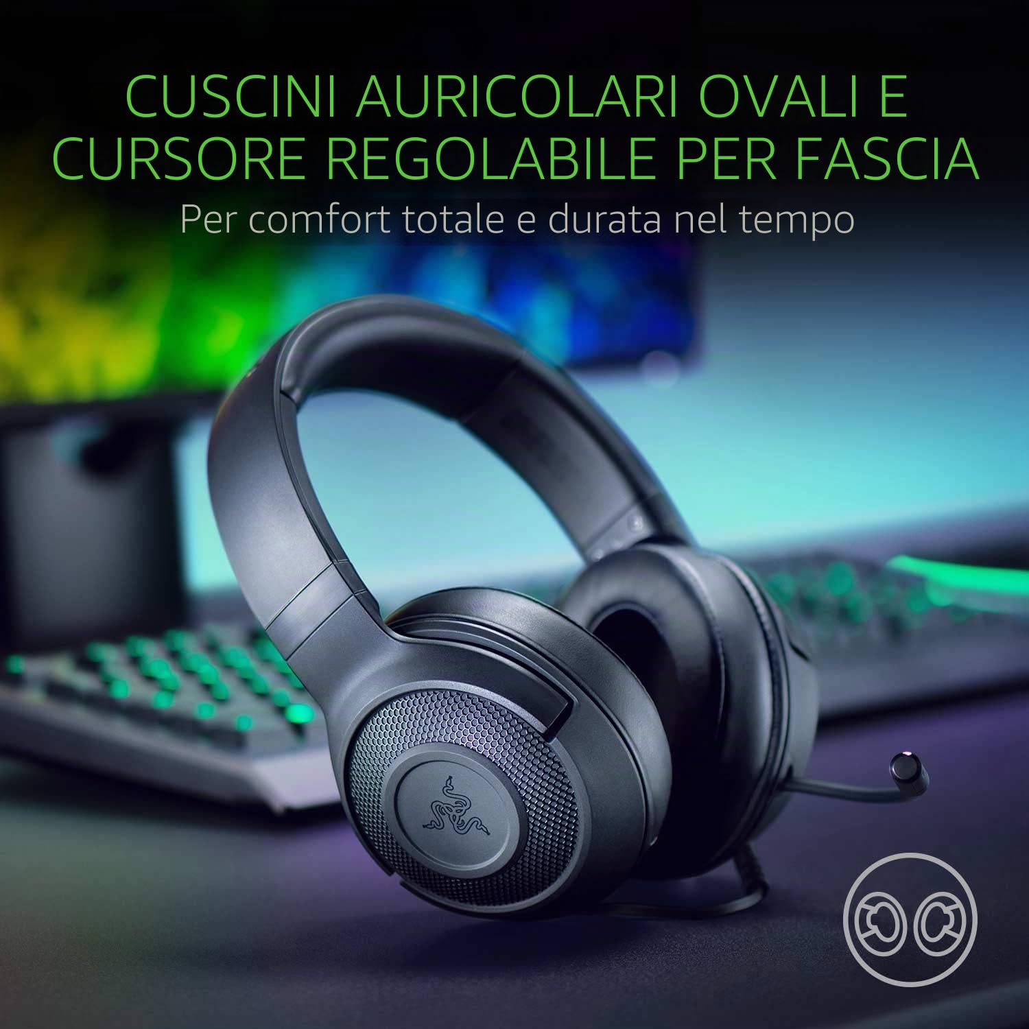 razer-kraken-x-lite-cuffie-gaming-ultraleggere-230g-audio-7-1-microfono-cardioid image 5