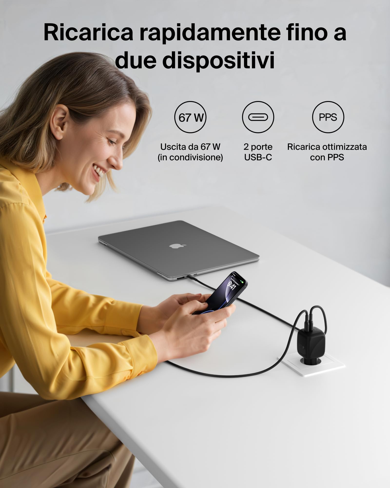 belkin-smartprotect-caricatore-dual-usb-c-67w-gan-ricarica-rapida-pd-3-1-e-pps-p image 2