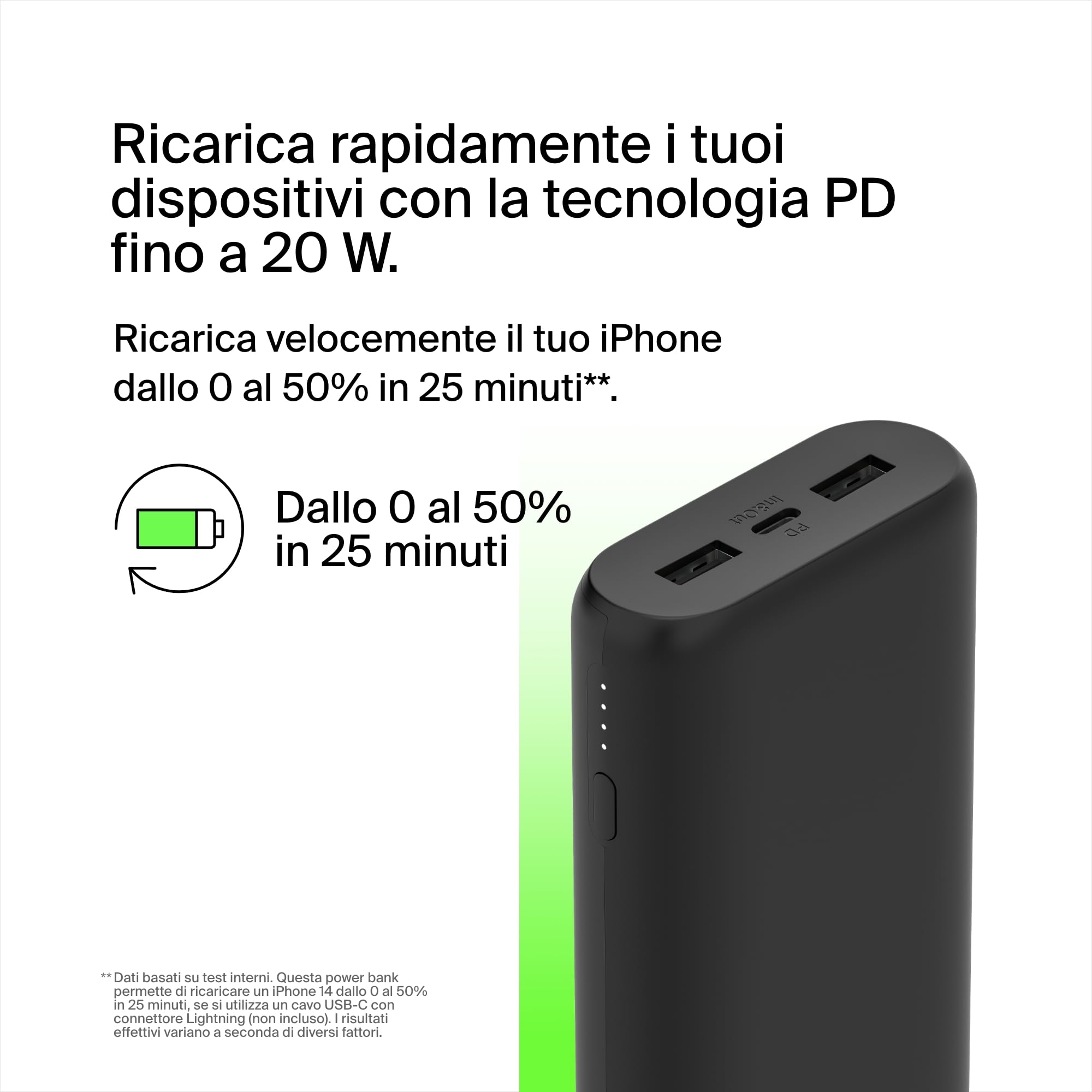 belkin-boostcharge-power-bank-20000-mah-compatta-con-3-porte-usb-c-2-usb-a-pd-20 image 2