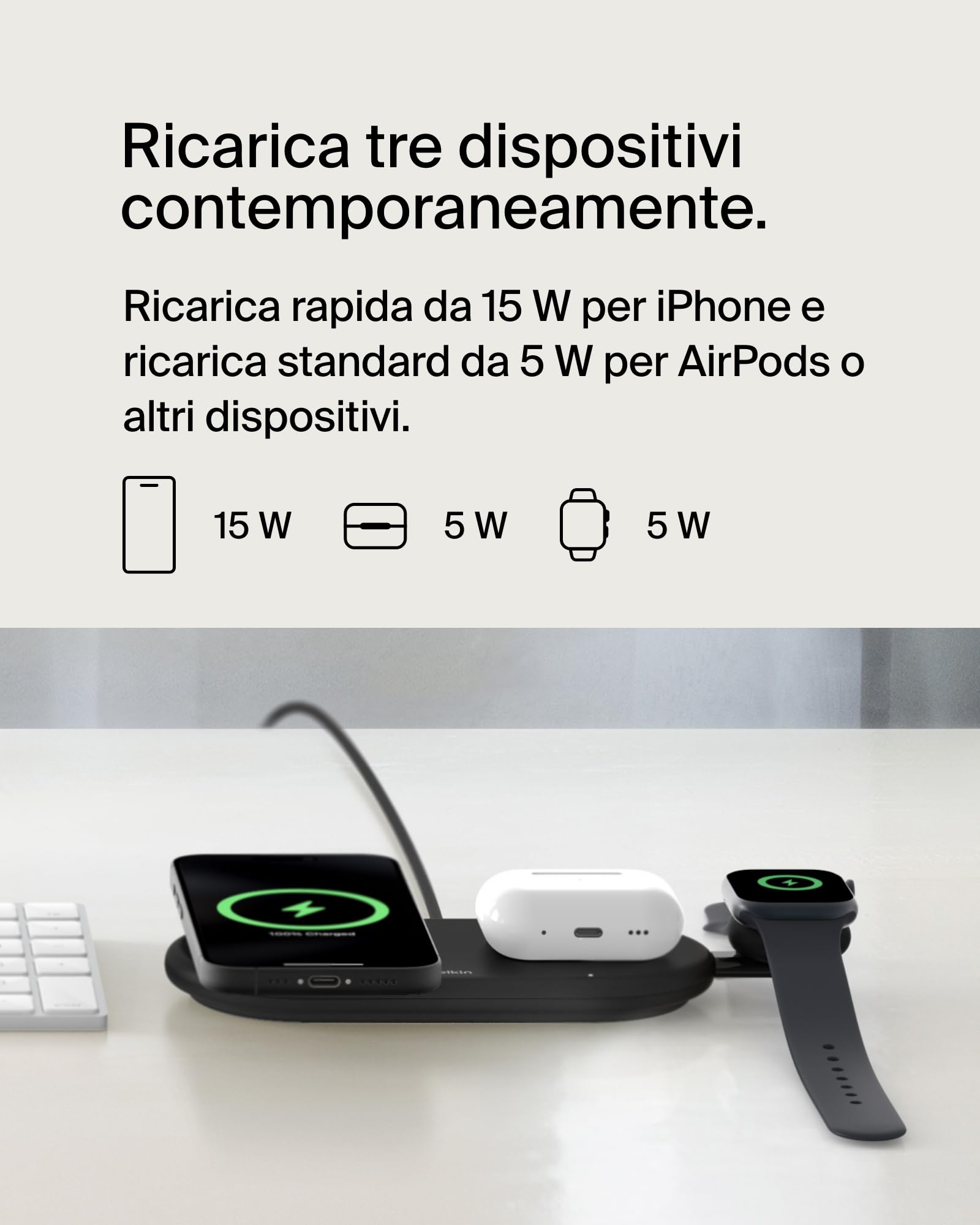 belkin-boostcharge-pro-tappetino-di-ricarica-wireless-3-in-1-qi2-15w-con-magneti image 3
