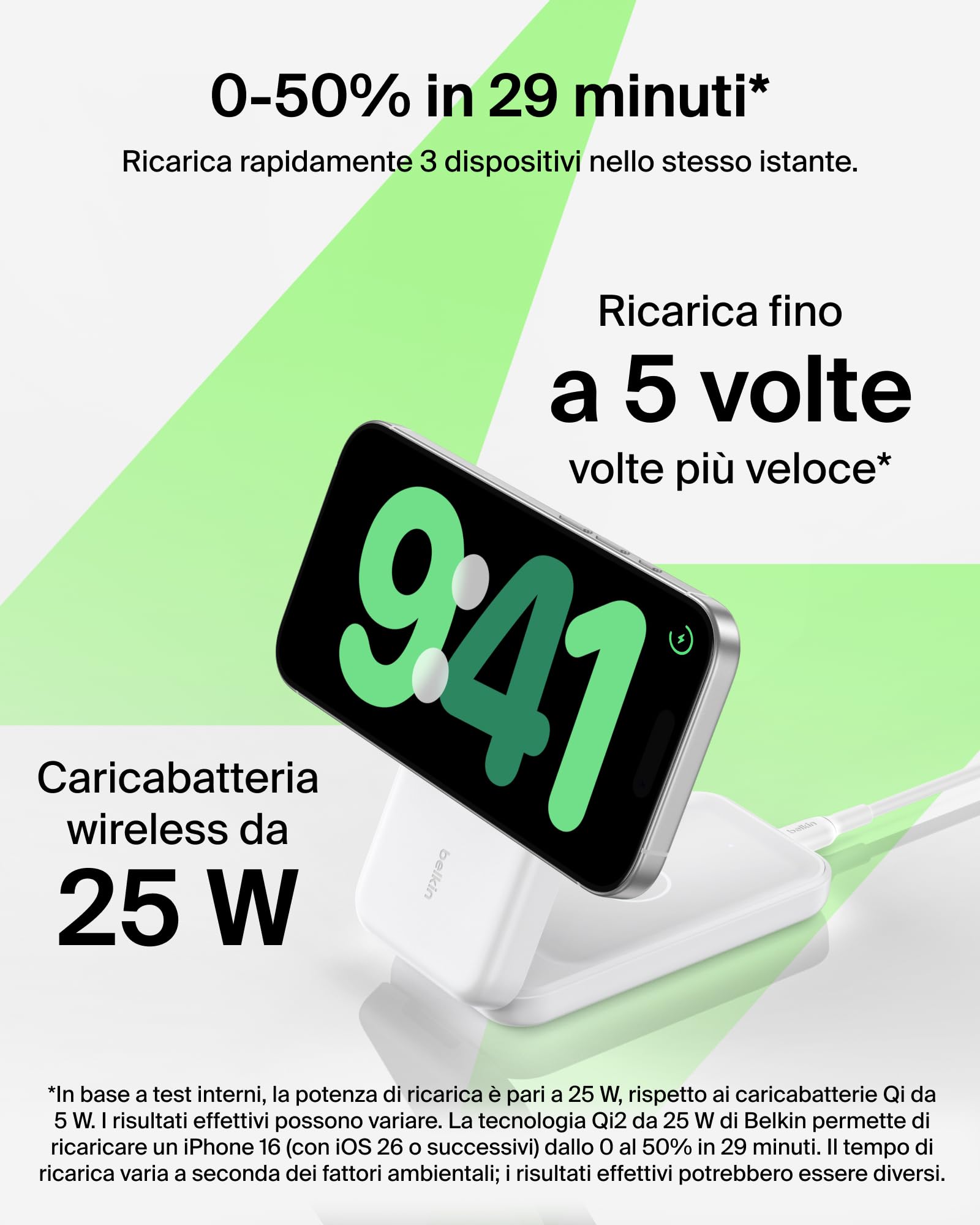 belkin-ultracharge-pro-caricatore-wireless-magnetico-qi2-3-in-1-25w-compatibile- image 2
