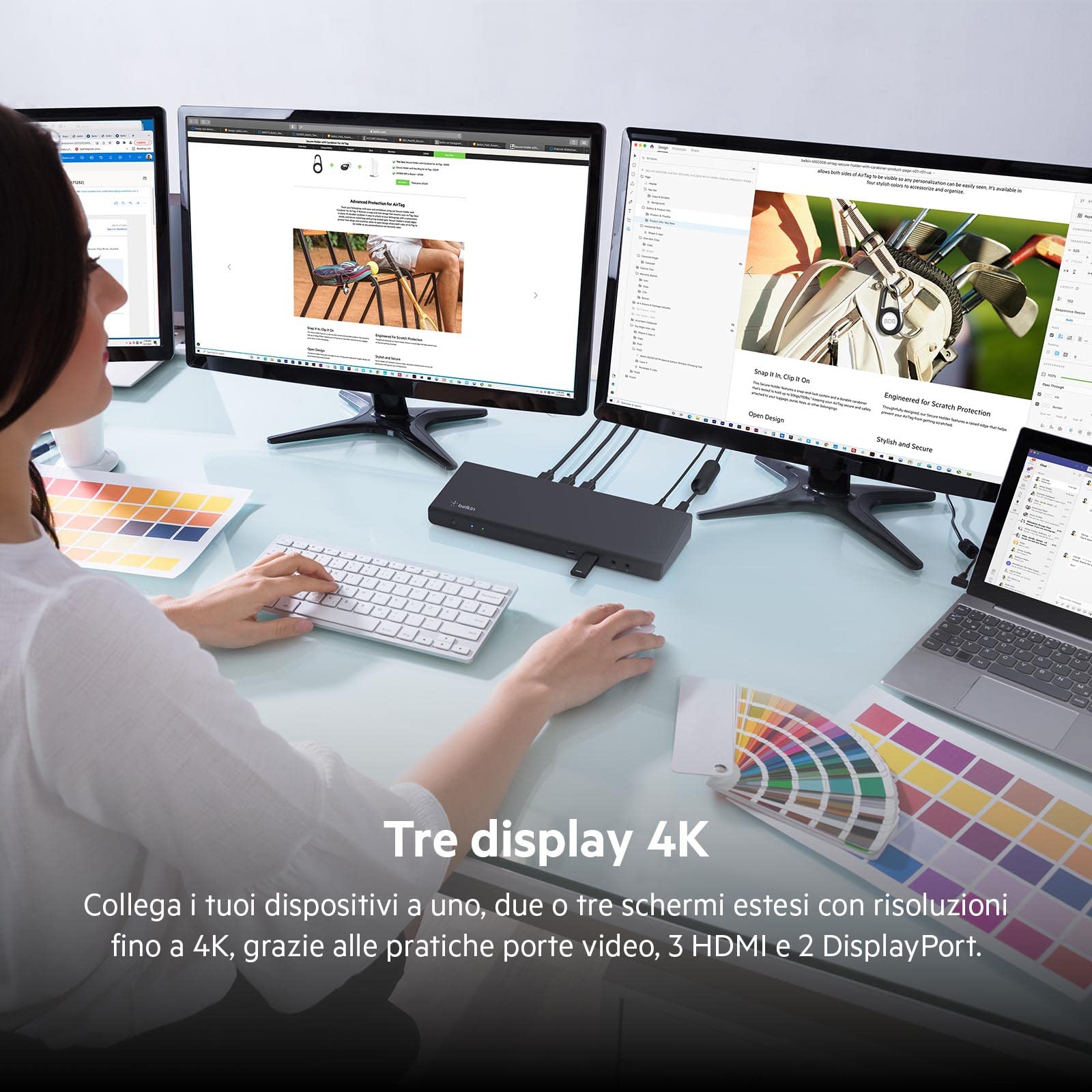 belkin-docking-station-displaylink-hub-usb-c-con-3-hdmi-2-displayport-4k-85-w-po image 4